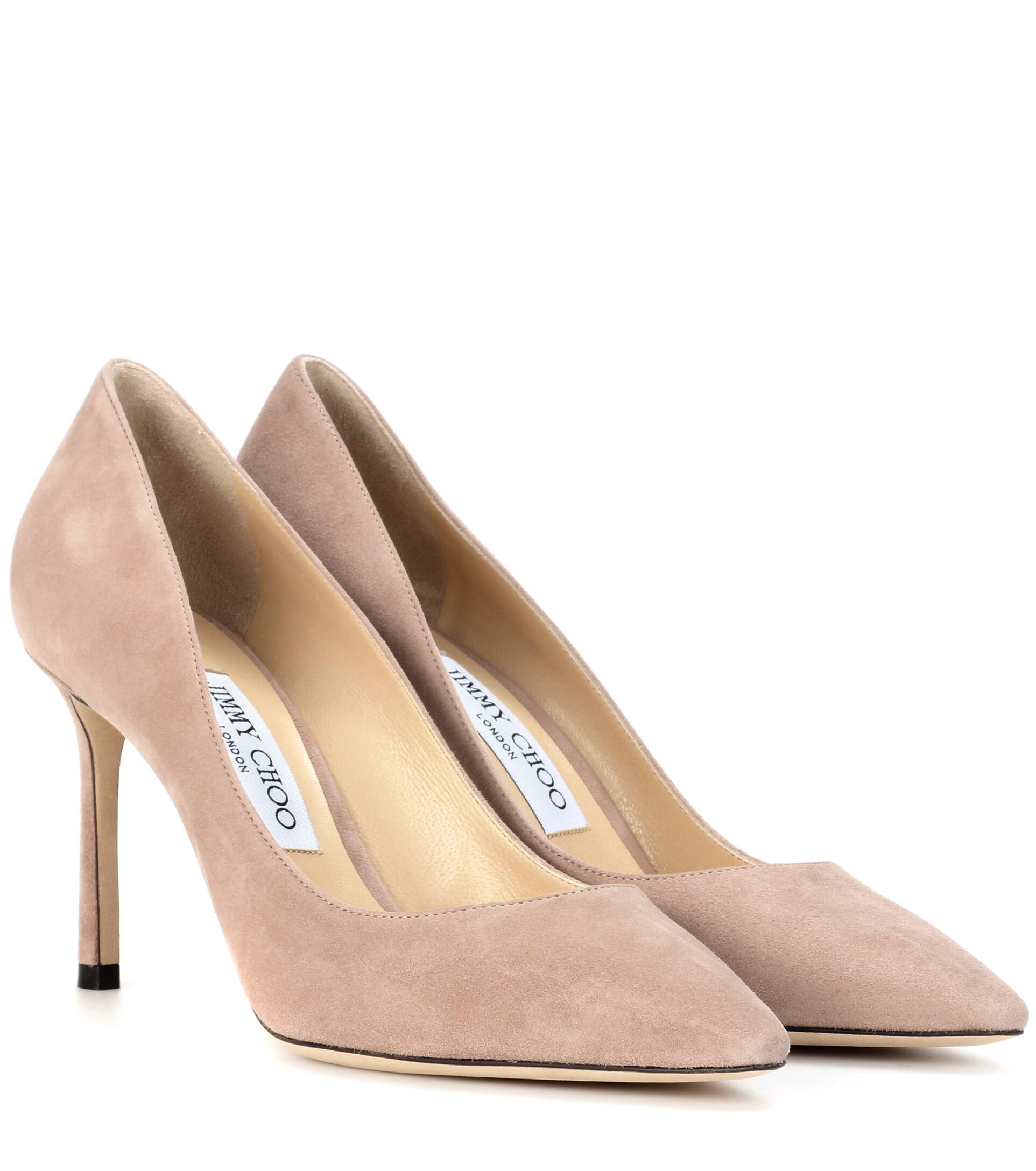 Jimmy Choo Romy 85 Suede Pumps in Beige 