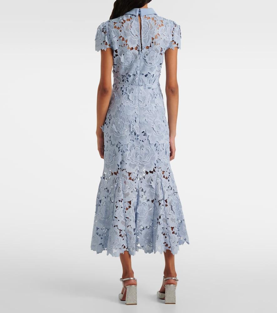 Self-Portrait Floral Lace Cocktail Dress in Blue | Lyst