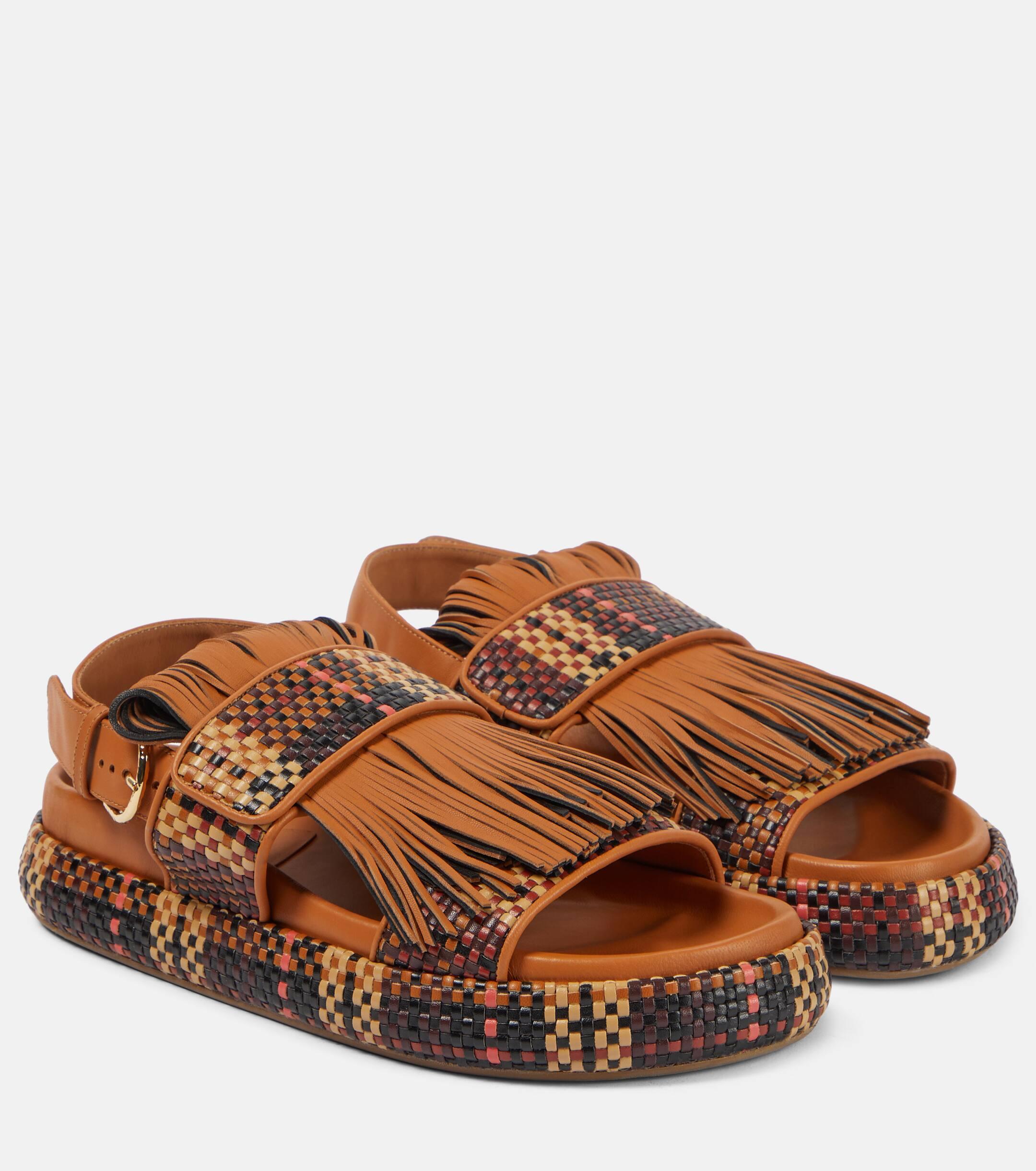 Woven leather sandals deals