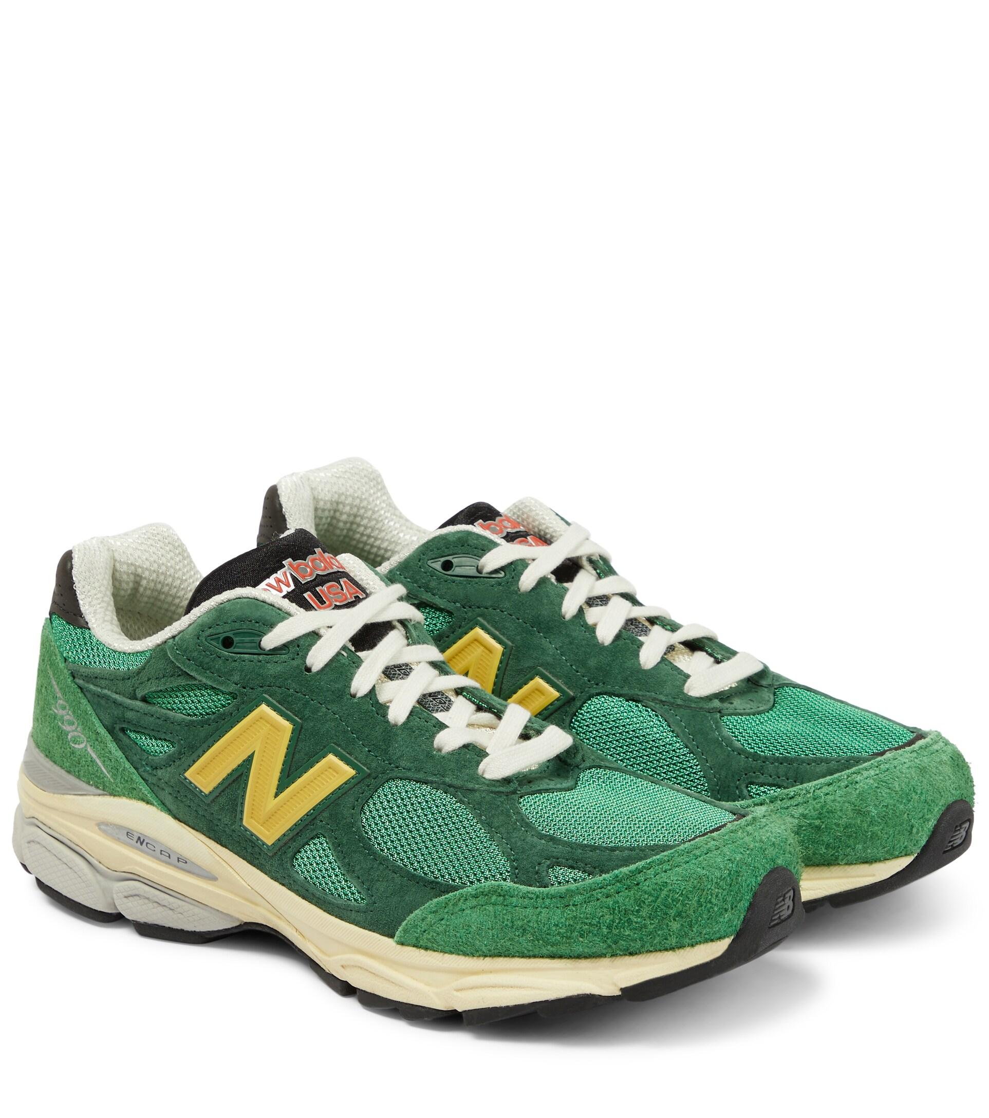 New Balance 990 Suede And Mesh Sneakers in Green | Lyst