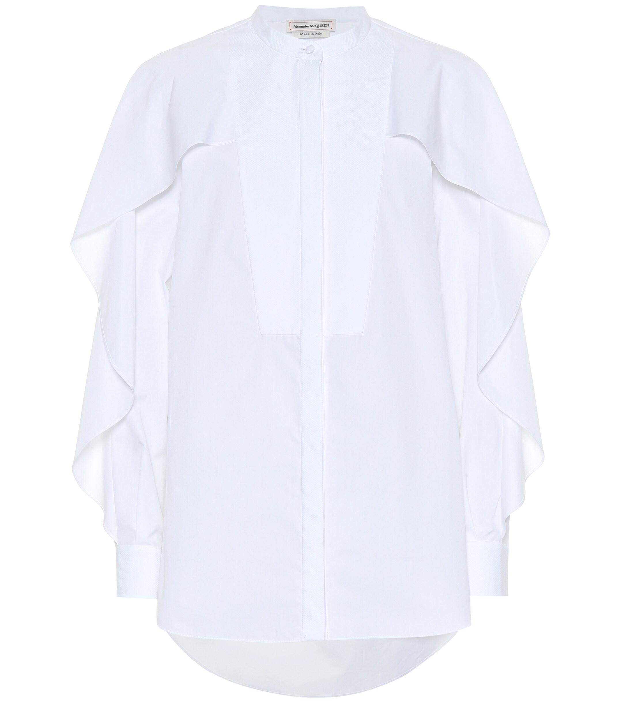 Alexander McQueen Ruffled Cotton Blouse in White - Lyst