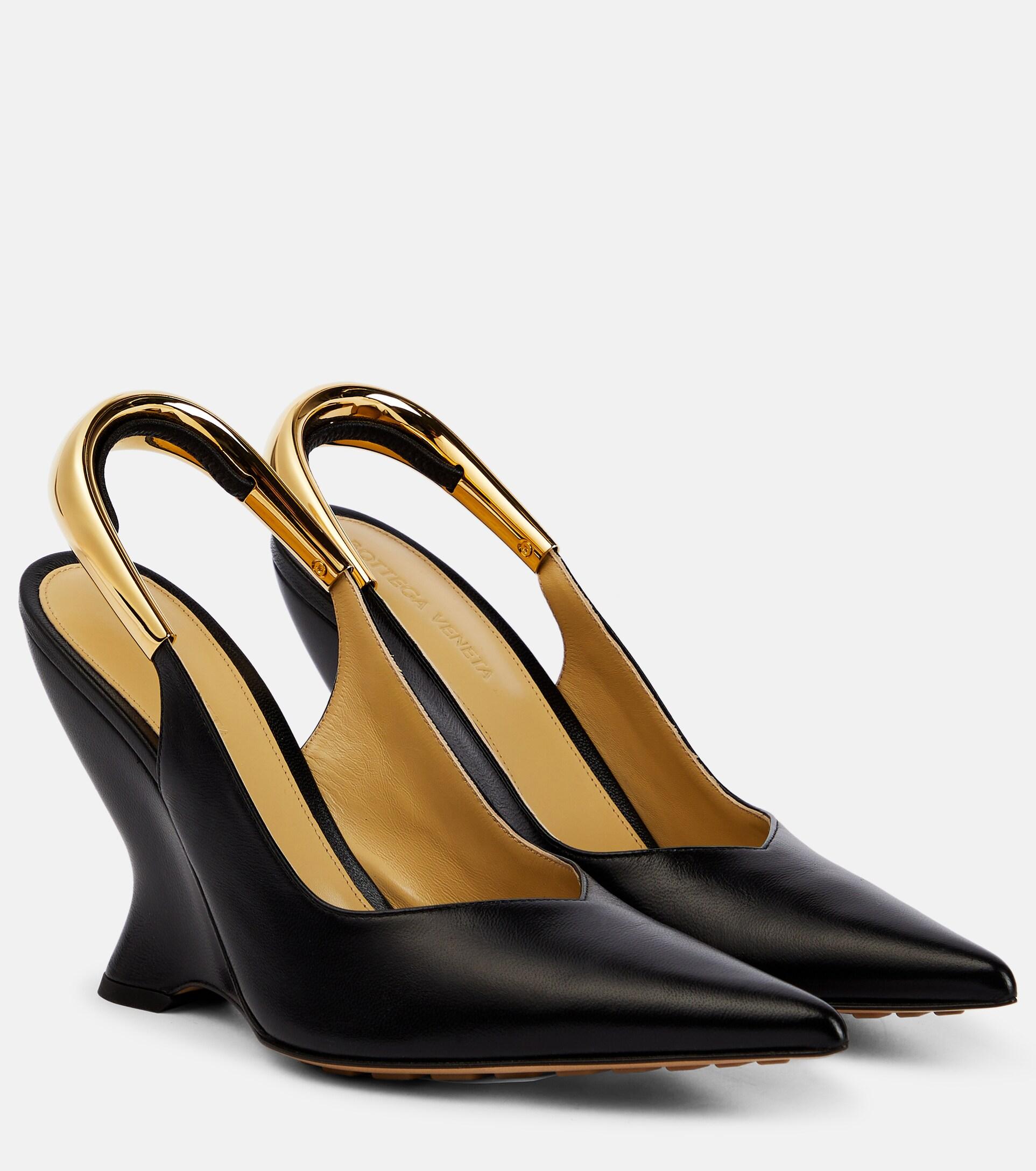 Bottega Punta Leather Slingback Pumps in Black Lyst