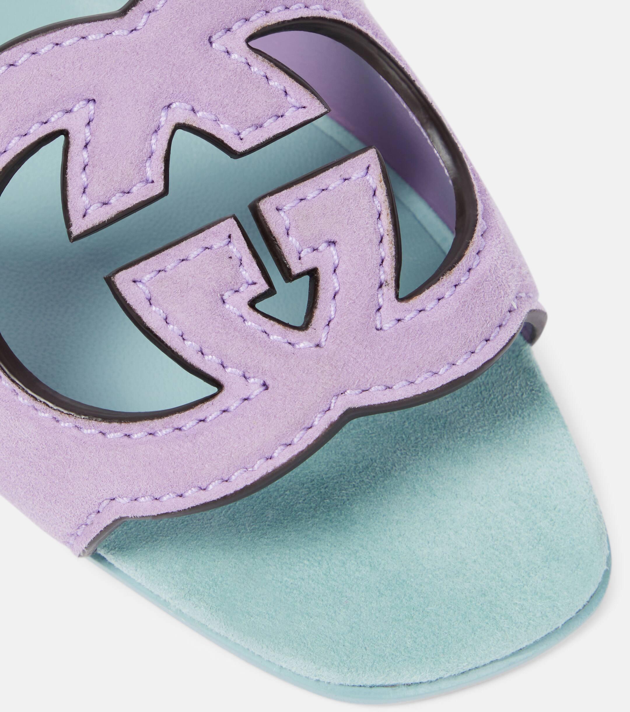Gucci Suede Interlocking G Sandals in Purple Lyst UK
