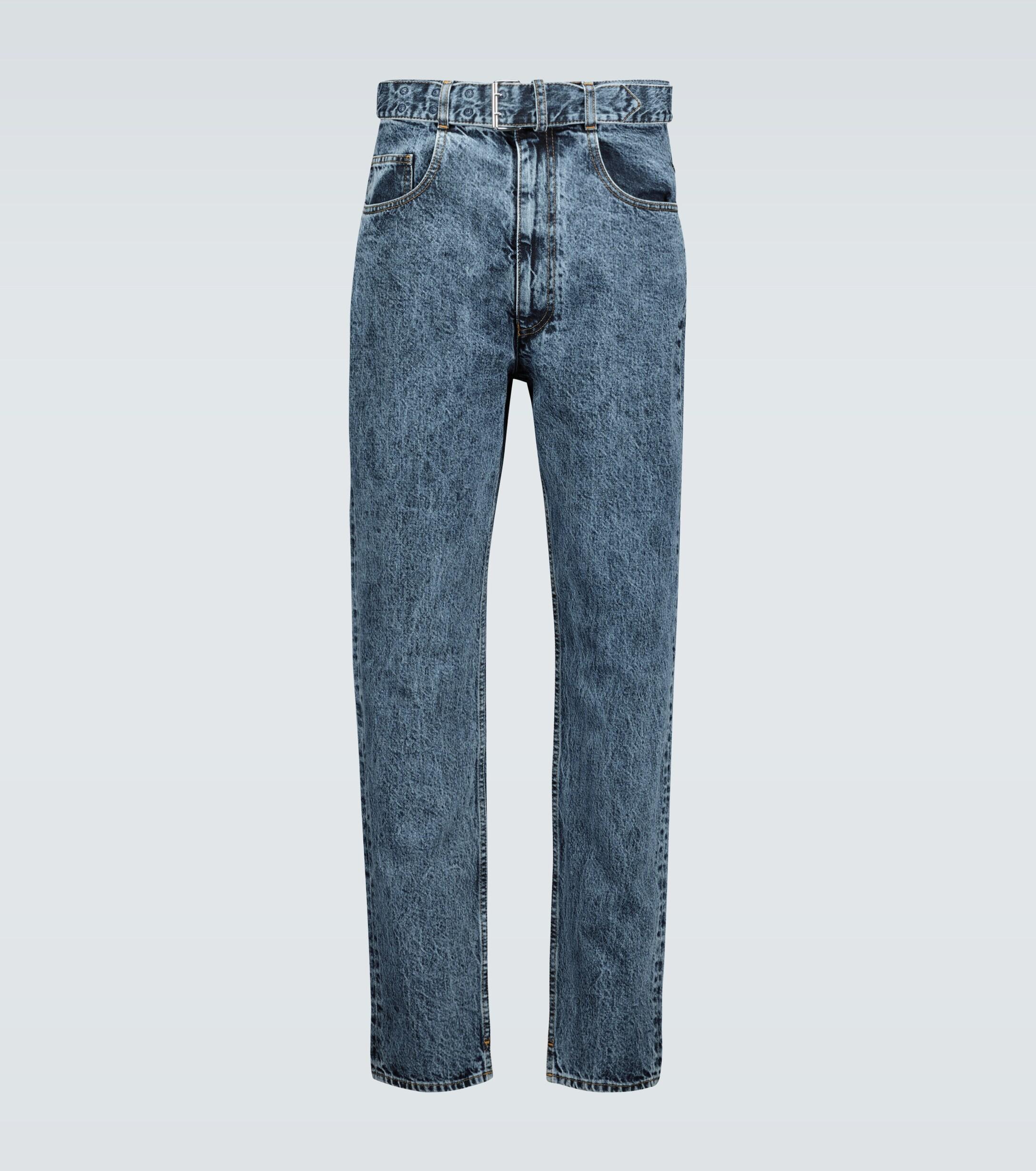 Maison Margiela Denim Belted Relaxed-fit Jeans in Blue for Men - Lyst