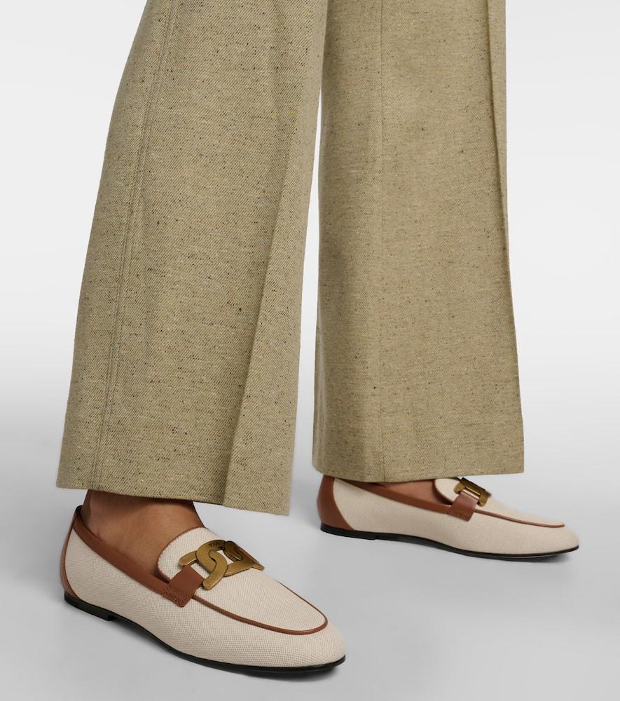 Tod's Catena Leather-Trimmed Canvas Loafers in White Lyst UK