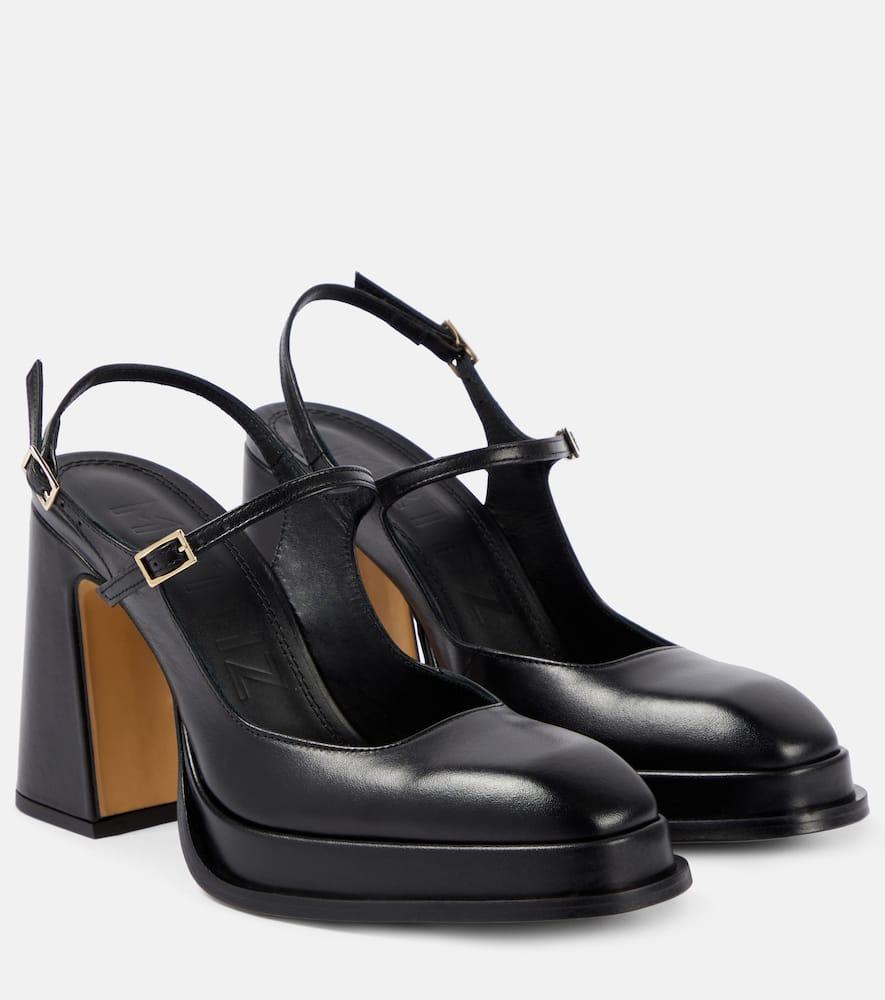 Souliers Martinez Claudia Leather Slingback Pumps in Black Lyst