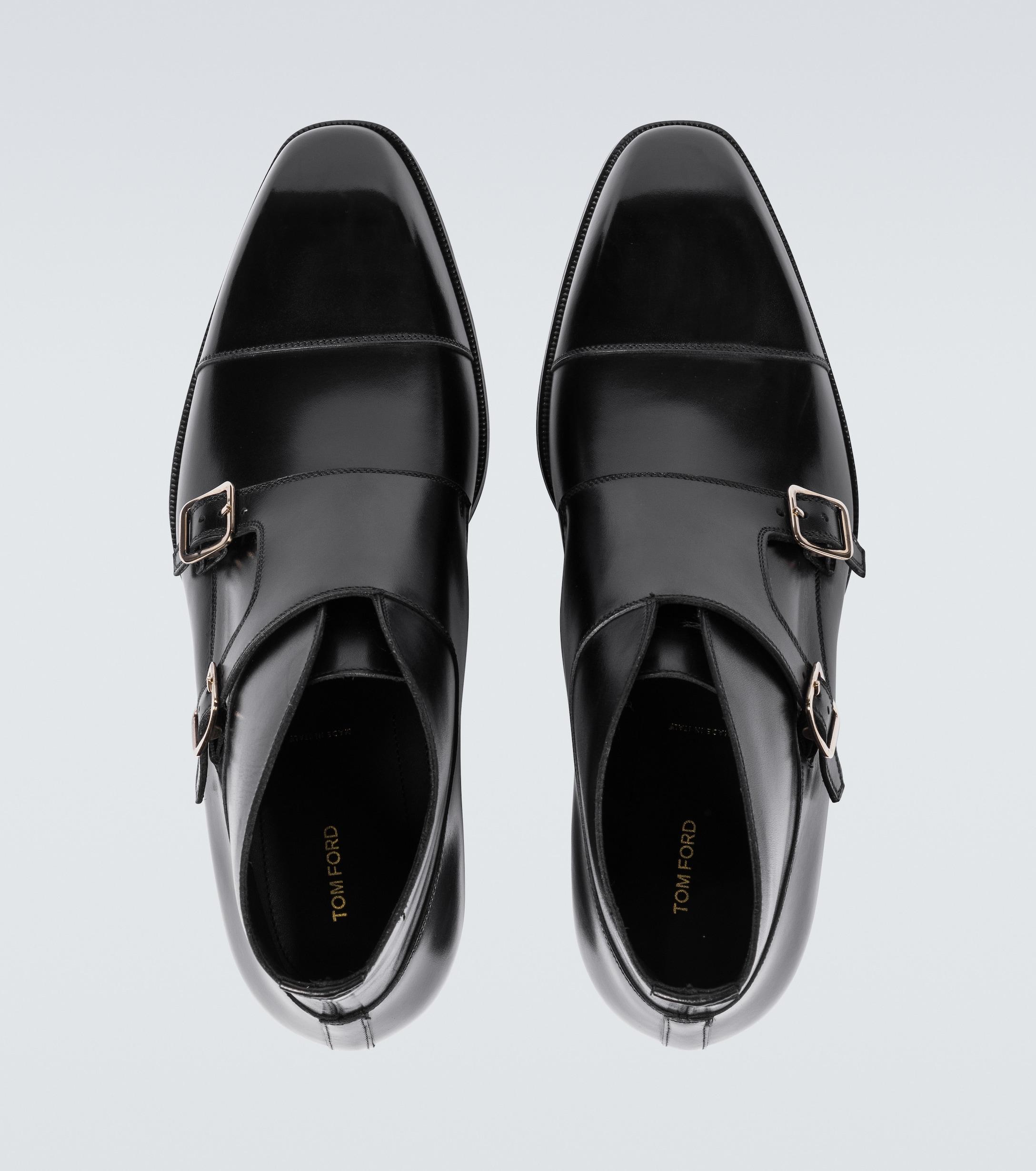 Tom Ford Leather Sutherland Double Monk Strap Shoes in Black for Men - Lyst