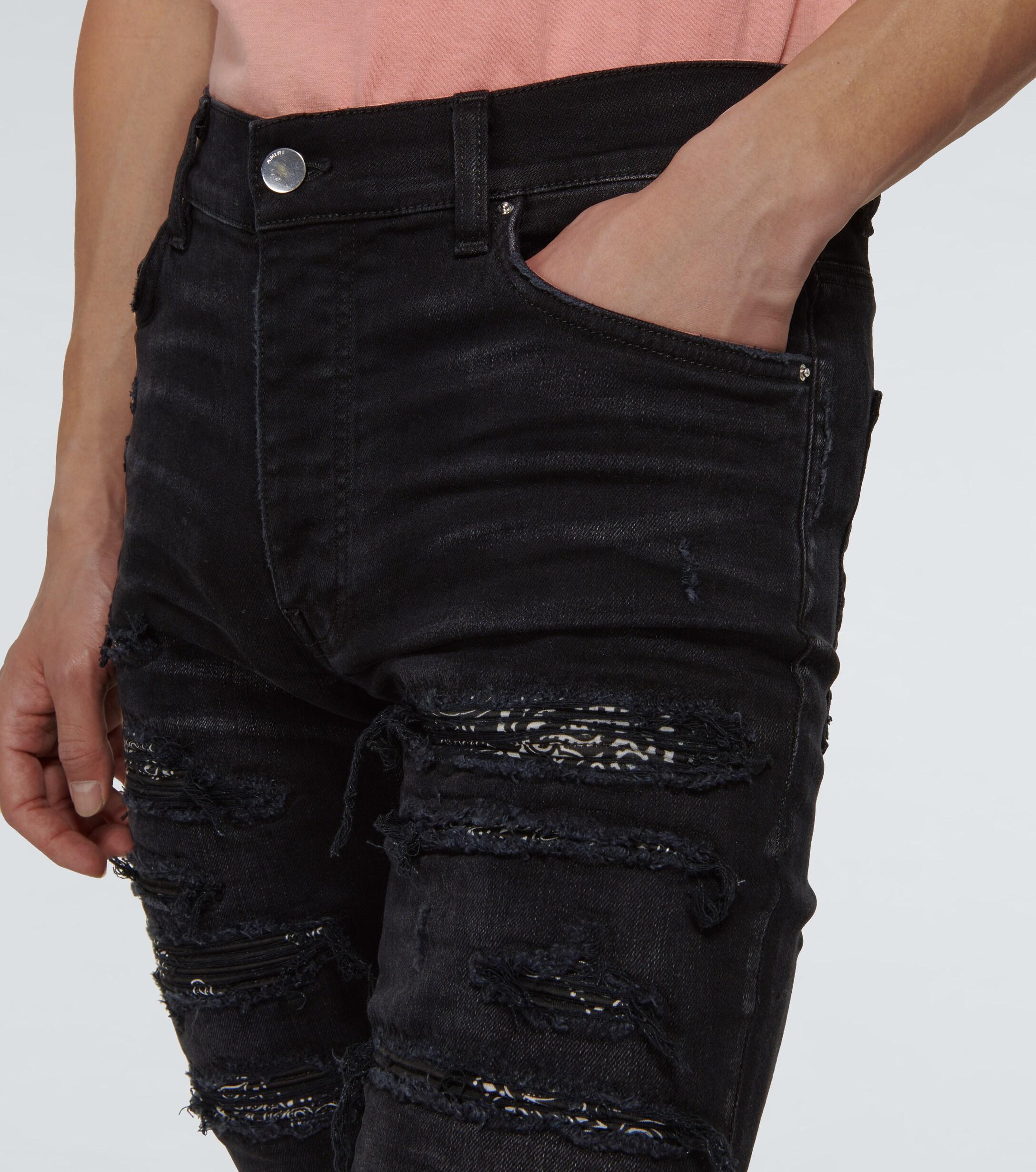 Amiri Denim Bandana Thrash Jeans in Black for Men | Lyst