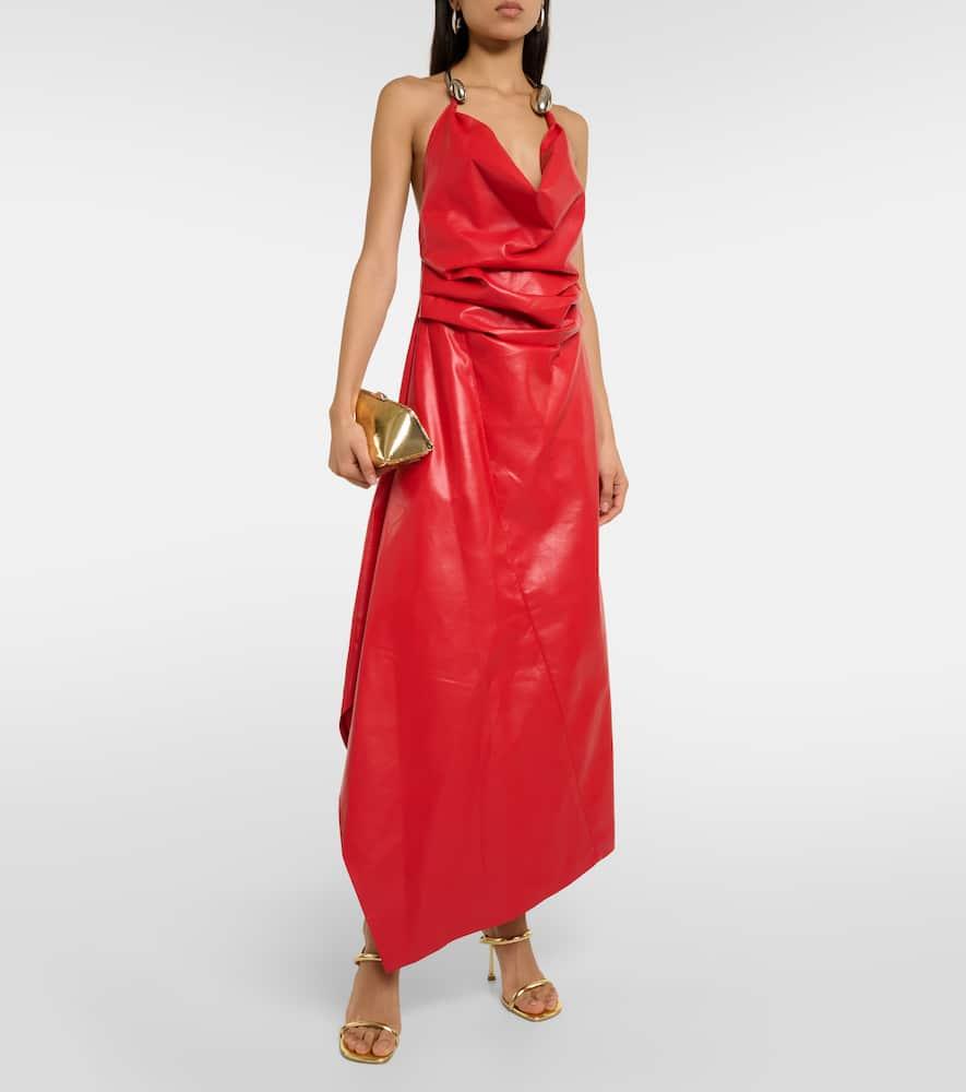 chinese dress ladies Mrs. Smith Stretch Leather Dress M / Coco Red