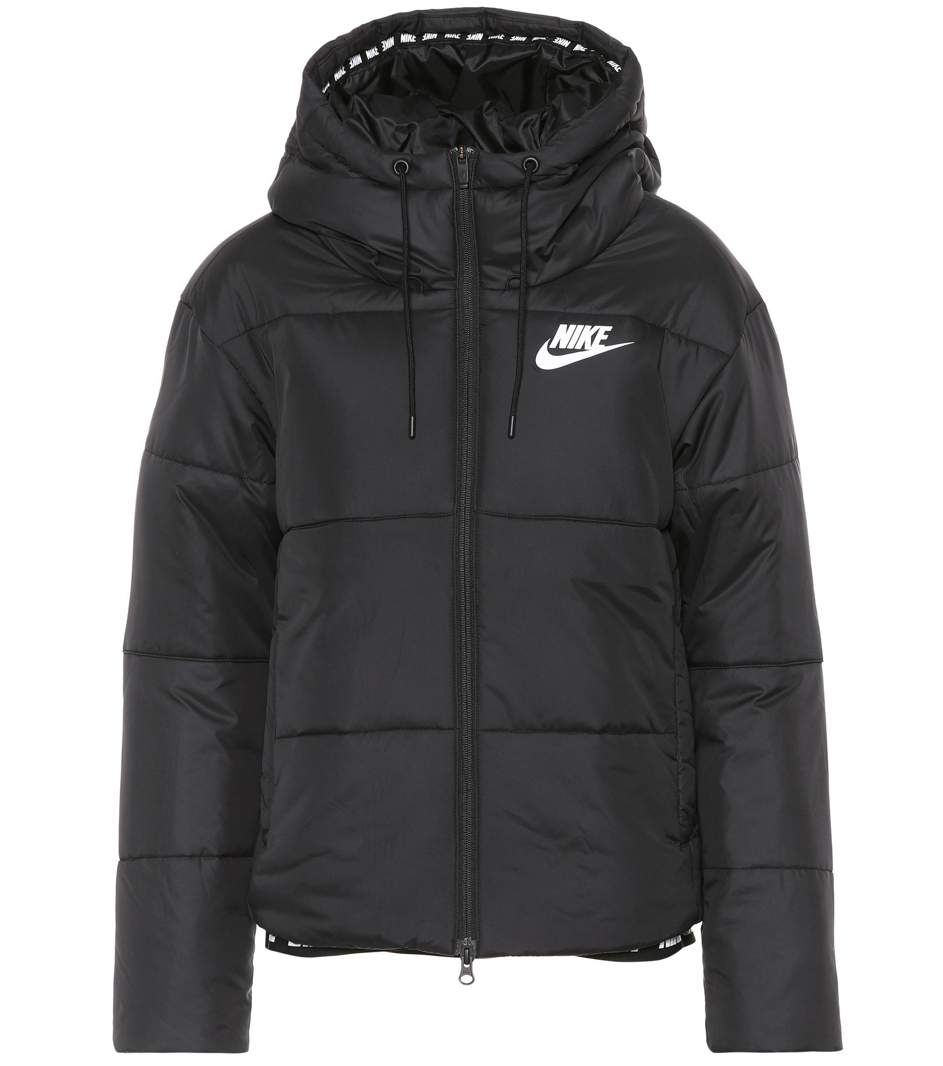 Nike Synthetic Hooded Puffer Jacket in Black - Lyst