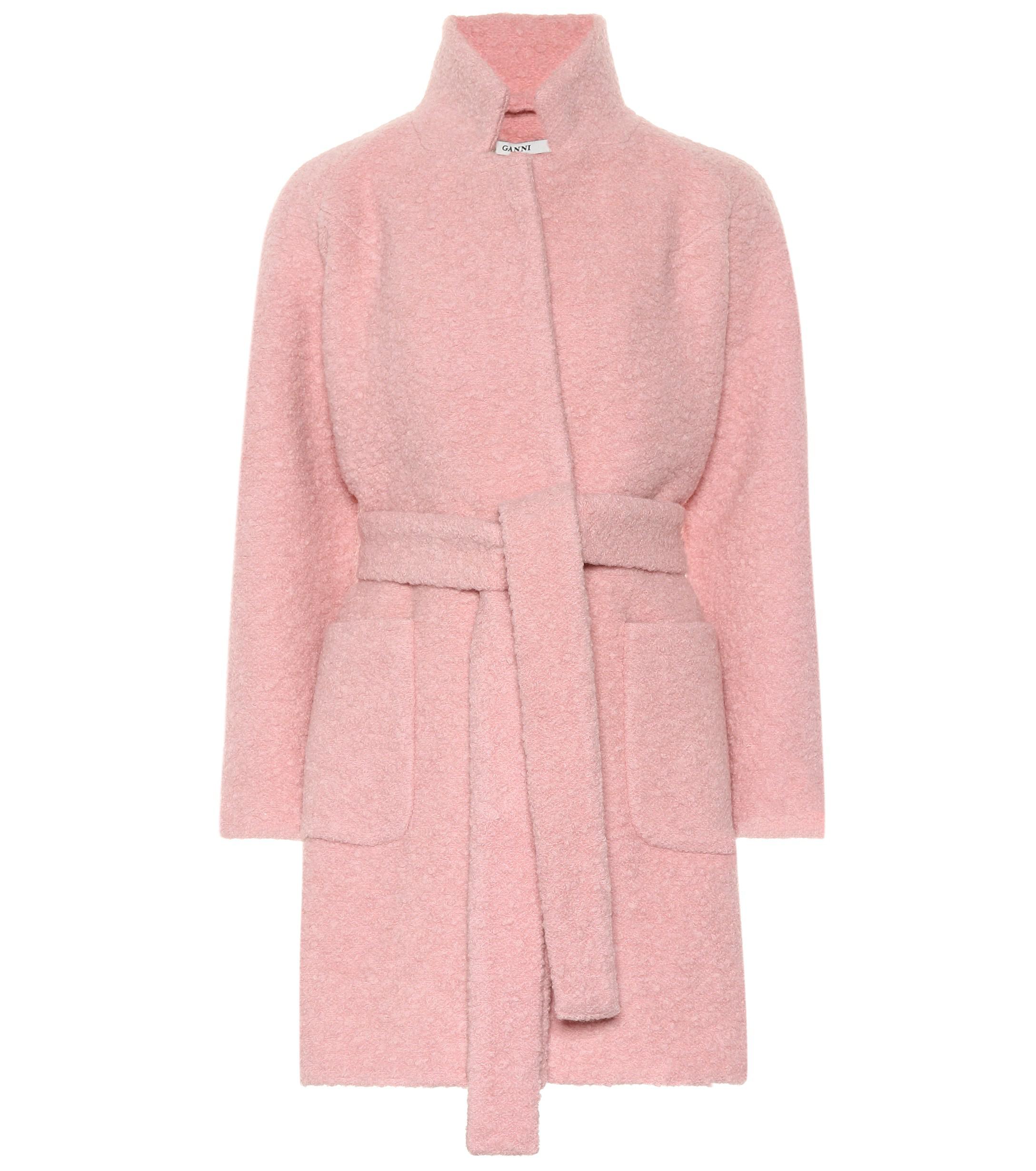 ganni wool wide collar coat