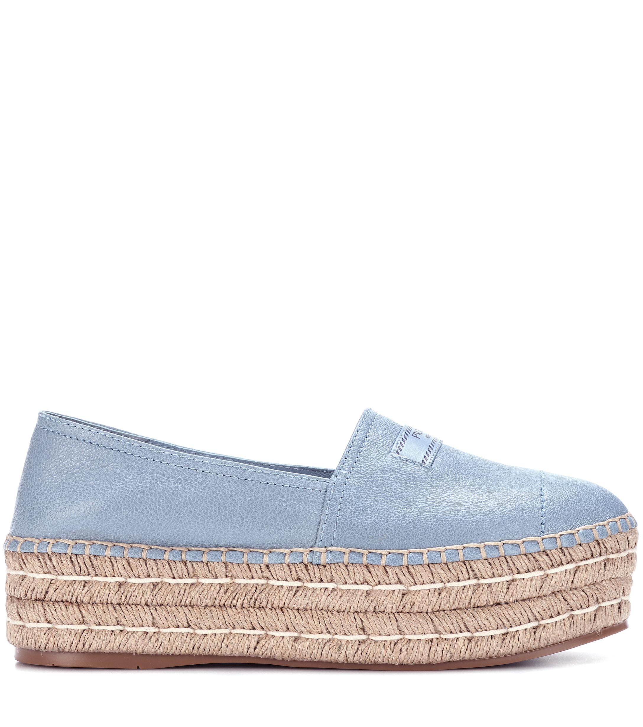 prada leather platform espadrilles
