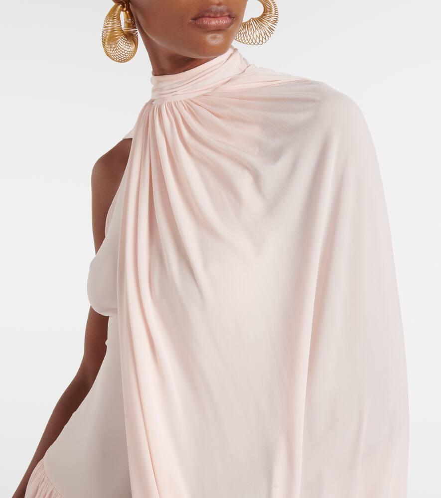 Alaa Draped Jersey Midi Dress in Natural | Lyst