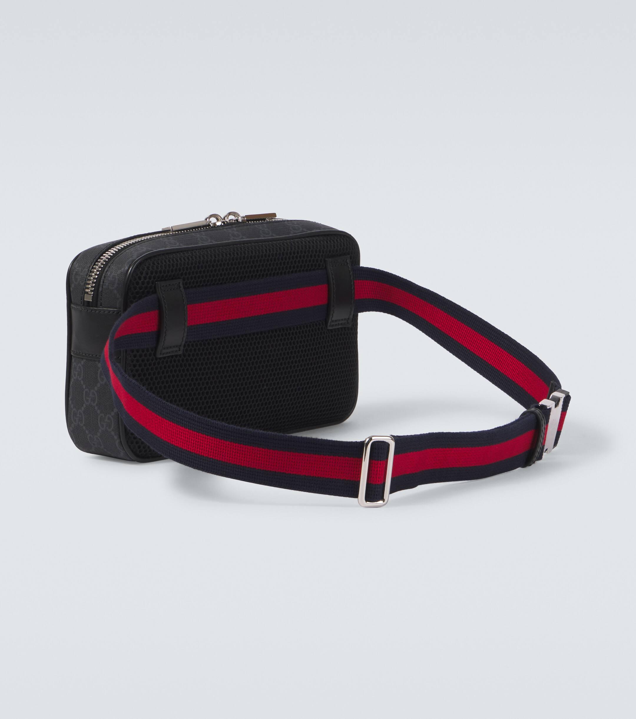 Gucci Web Stripe Gg Canvas Leather Trimmed Belt Bag in Black for Men Lyst UK
