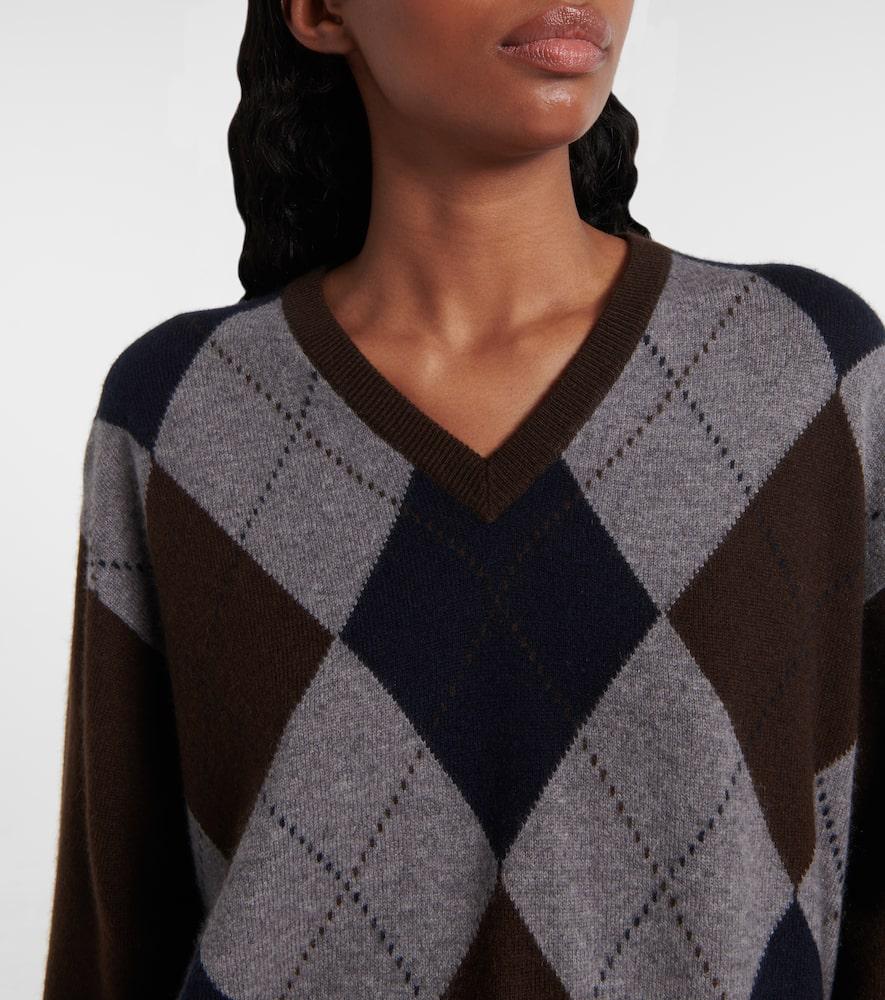 Prada Argyle Cashmere Jacquard Sweater in Blue | Lyst UK