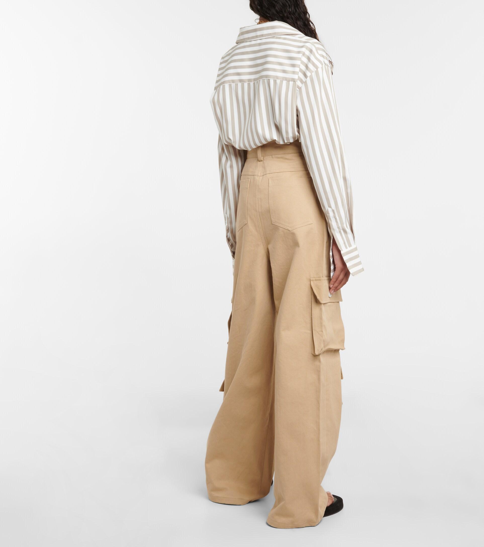 Frankie Shop Hailey High-rise Cotton Cargo Pants in Natural | Lyst