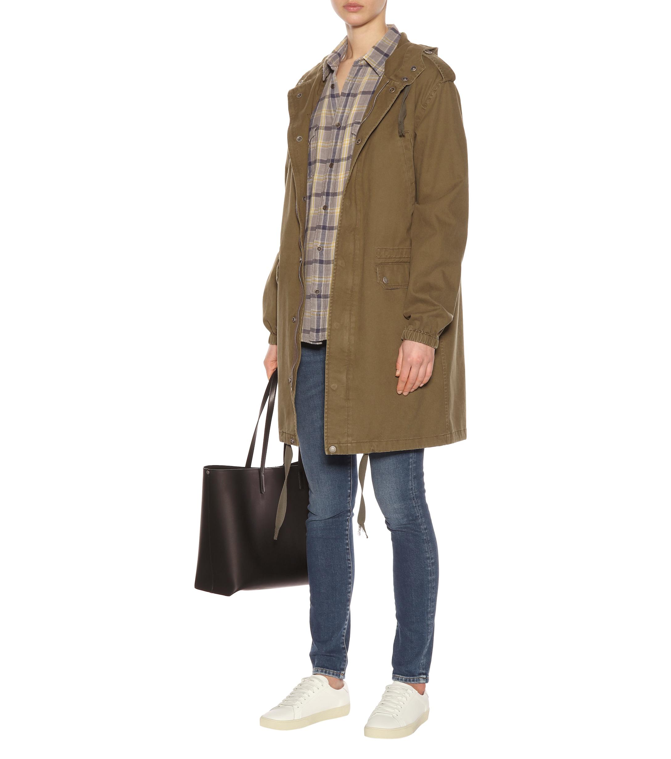 Saint Laurent Cotton And Linen Military Parka in Khaki (Natural) Lyst