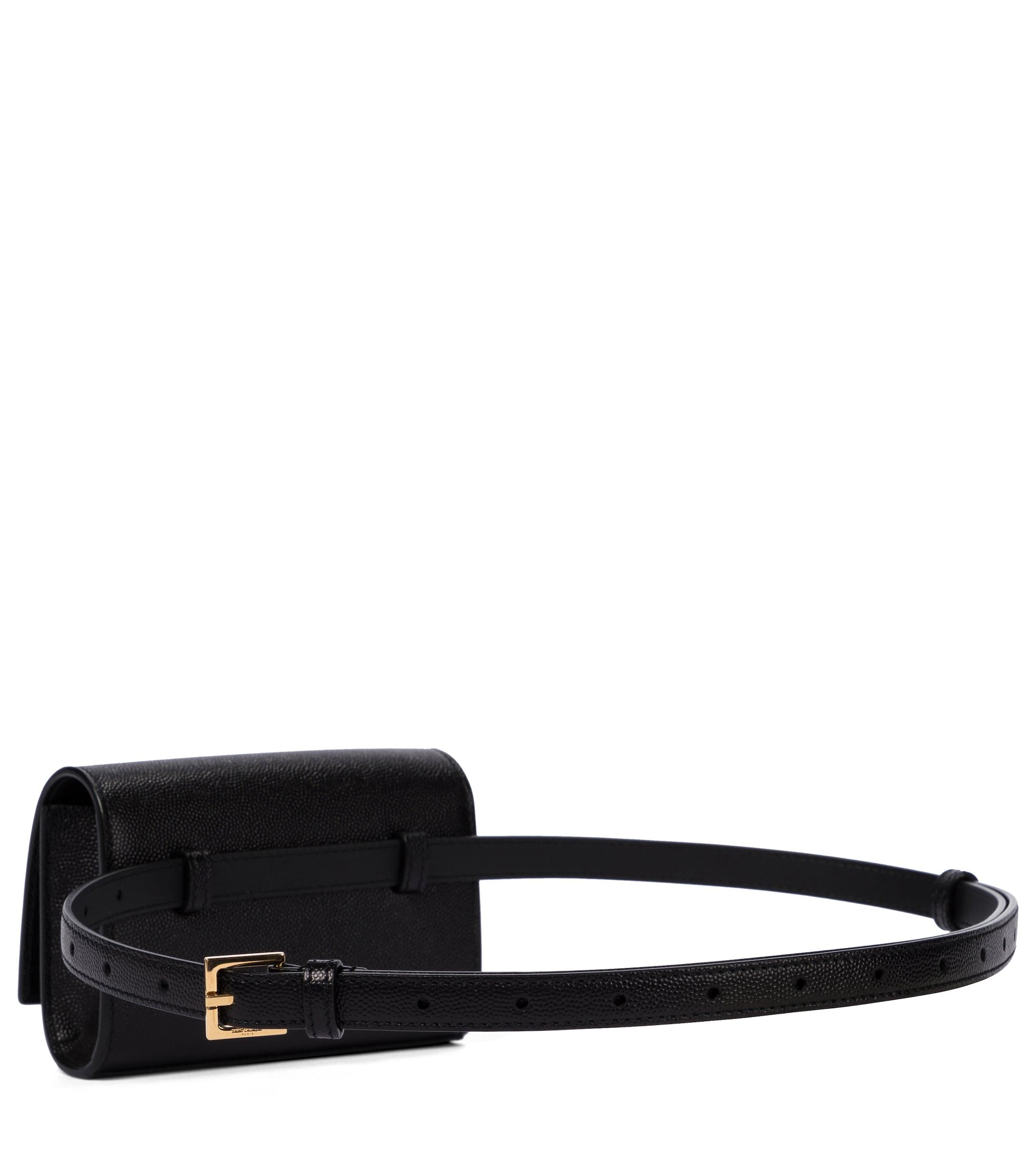 SAINT LAURENT Smooth Calfskin Monogram Kate Belt Bag Black 1308095