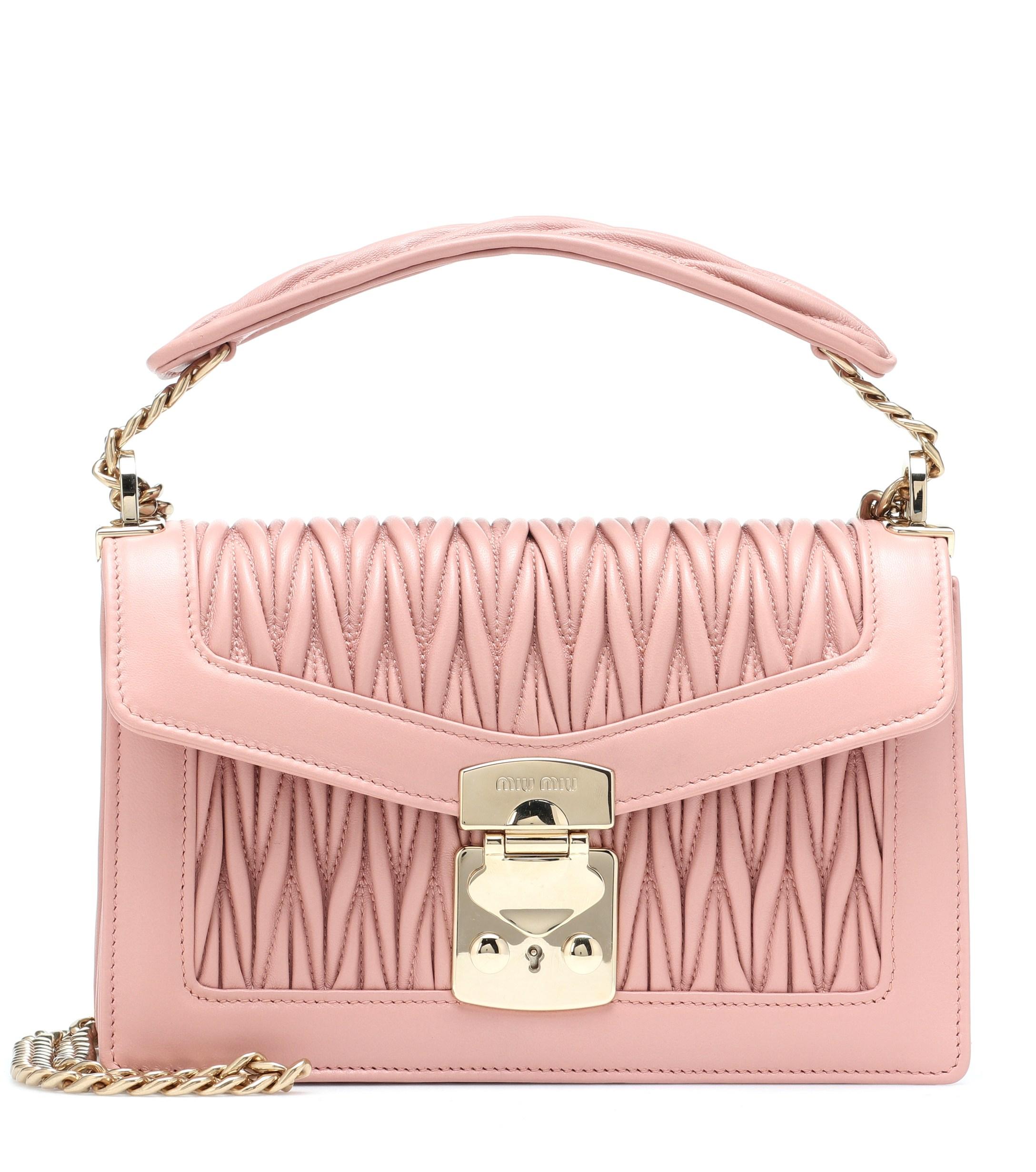 Miu Miu Confidential Leather Shoulder Bag in Pink - Lyst