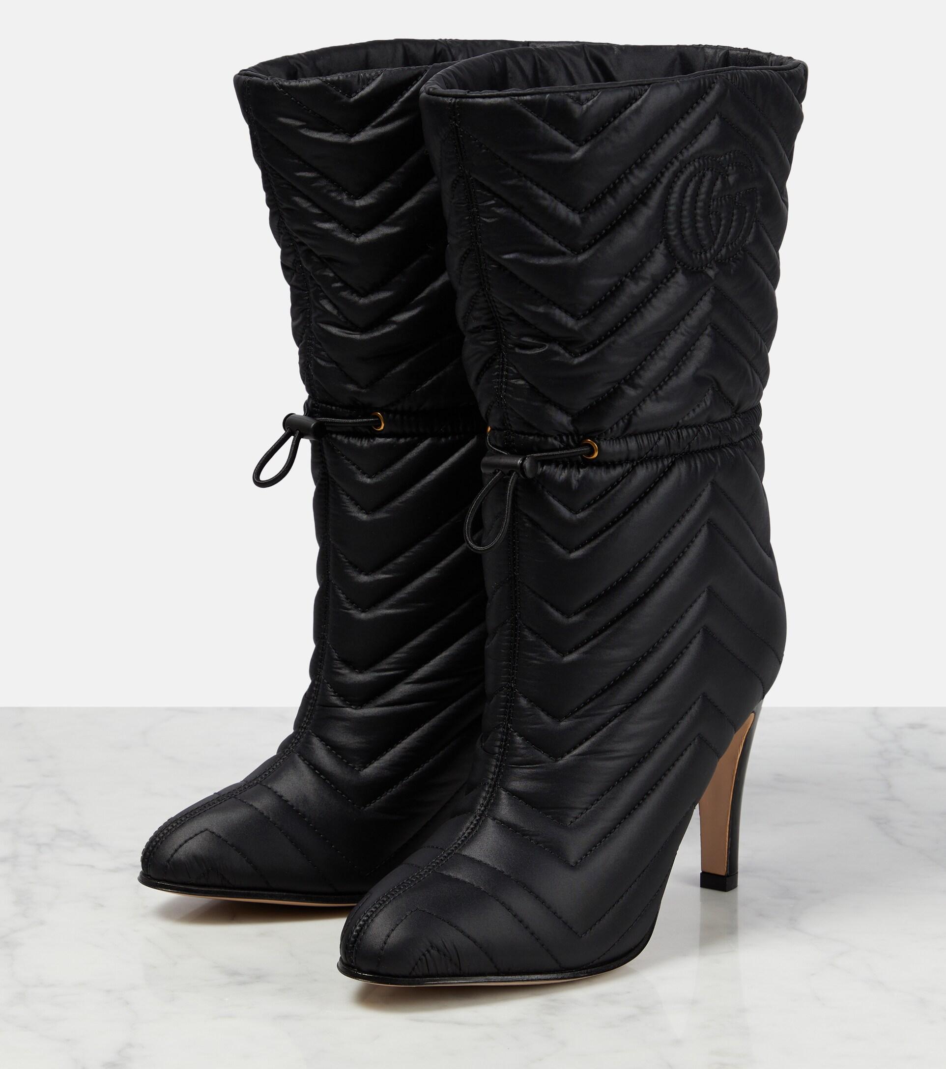 Gucci GG Matelasse Leather Boots in Black