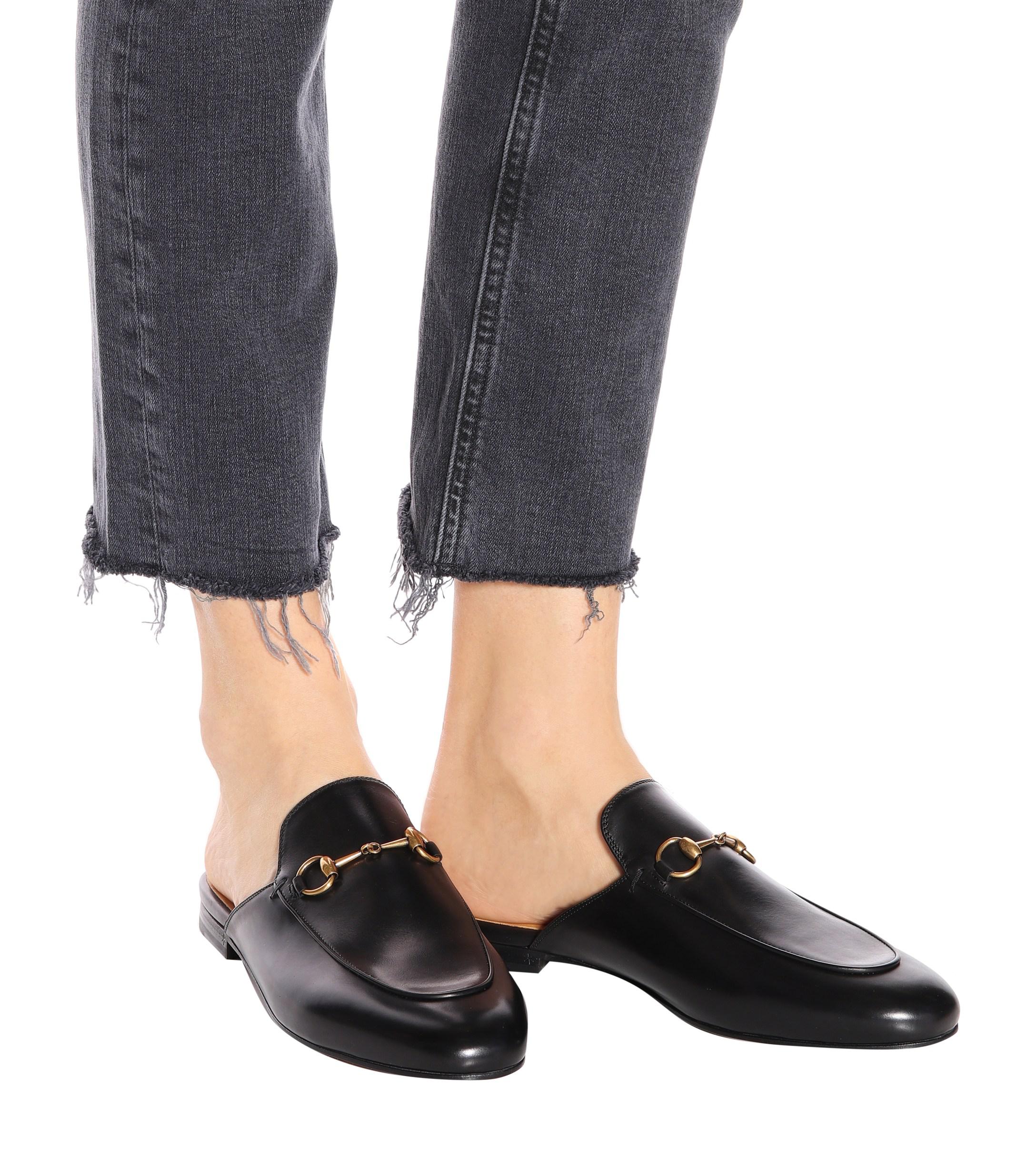 Gucci Princetown Leather Slippers in Black Lyst