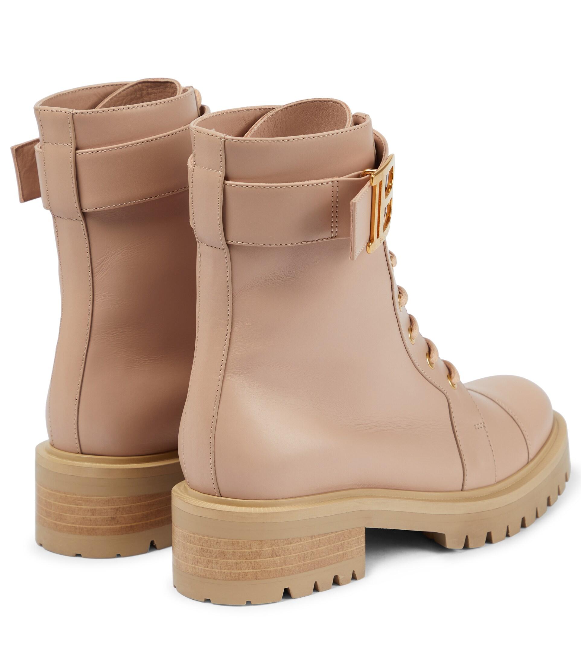 Balmain Ranger Leather Ankle Boots in Natural | Lyst