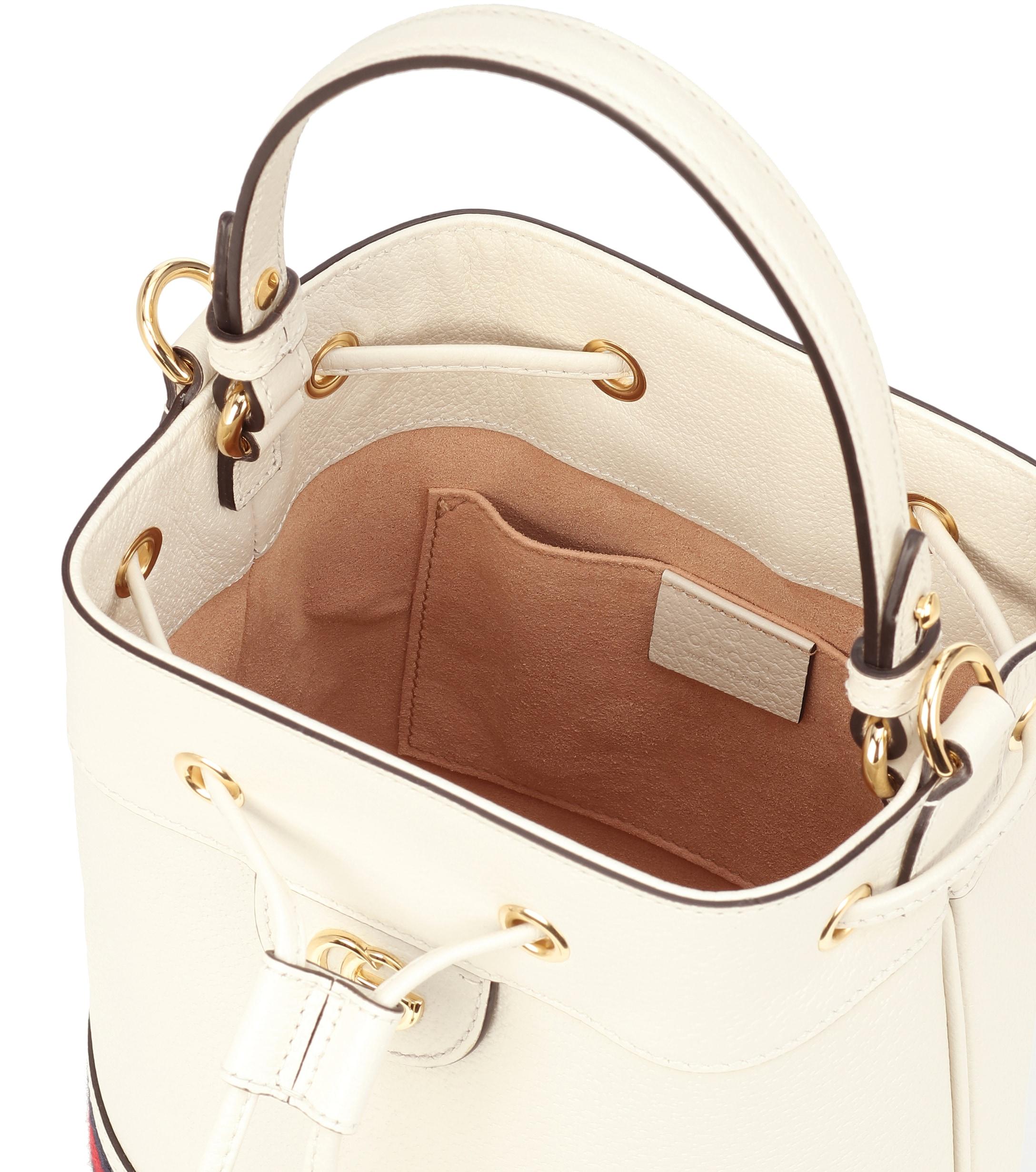 Gucci Ophidia Leather Bucket Bag in White Lyst