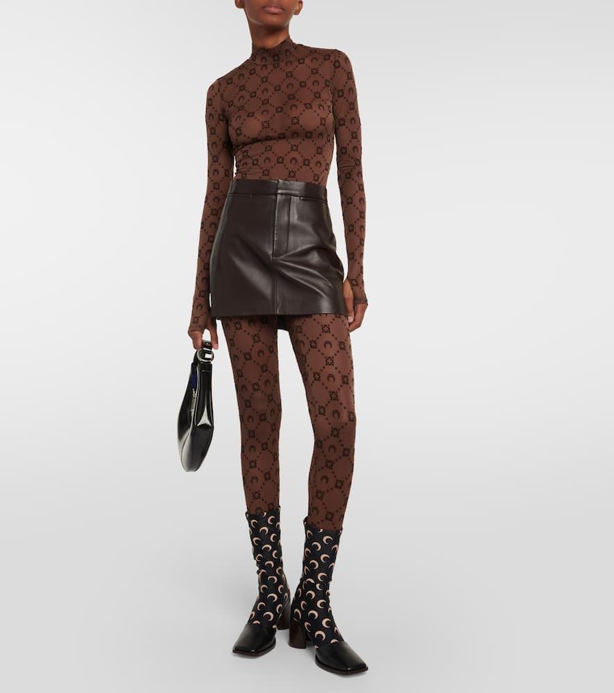 Marine Serre Moonogram Mesh Turtleneck Top in Brown | Lyst