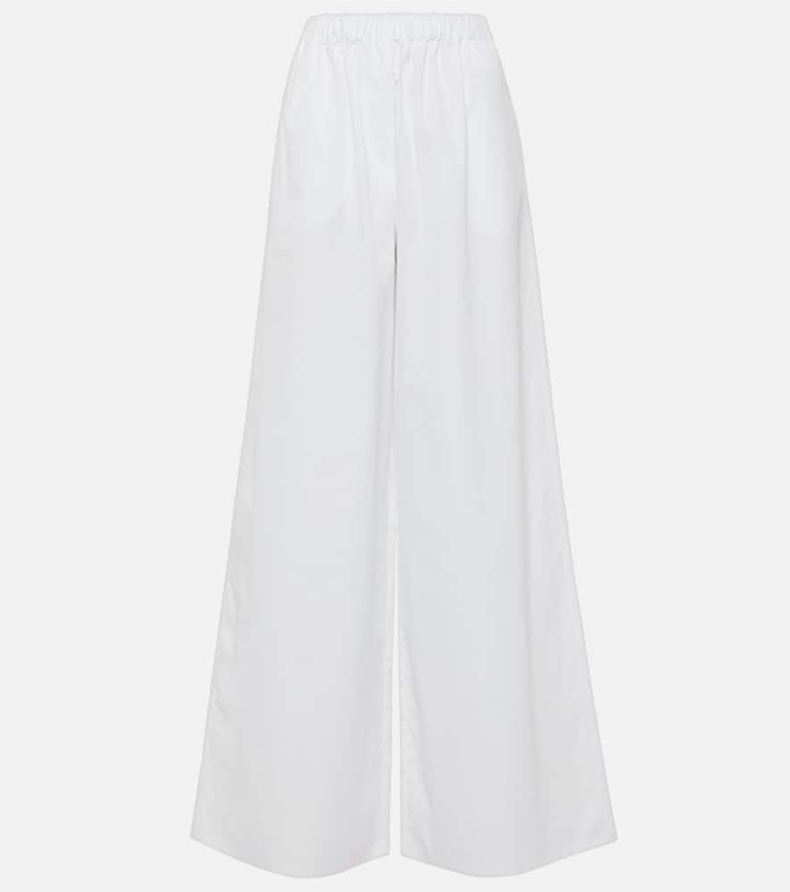 Max Mara Navigli High-Rise Cotton Wide-Leg Pants in White | Lyst