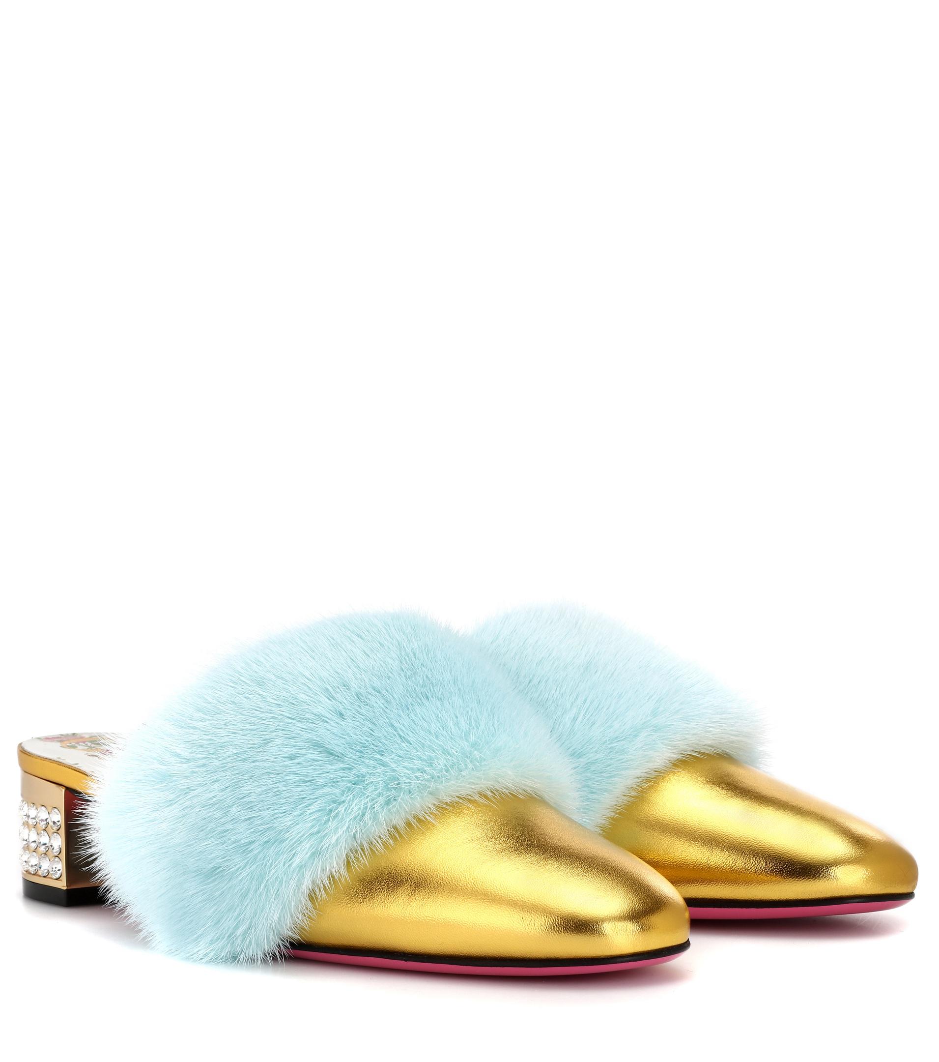 gucci gold mules