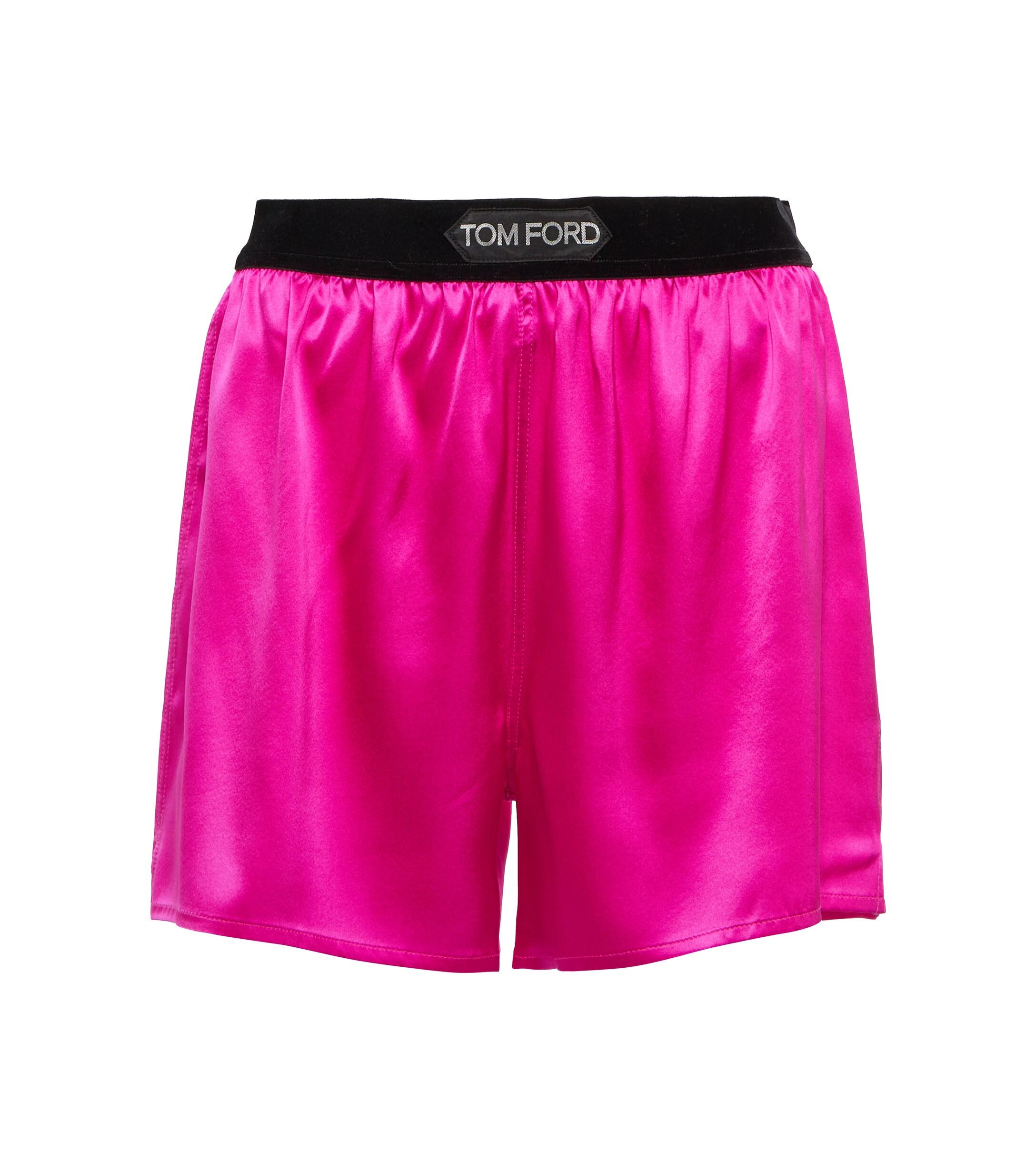 tom ford logo silk satin mini shorts