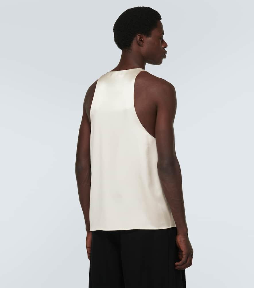 Saint Laurent Silk Satin Crepe Tank Top in White for Men | Lyst