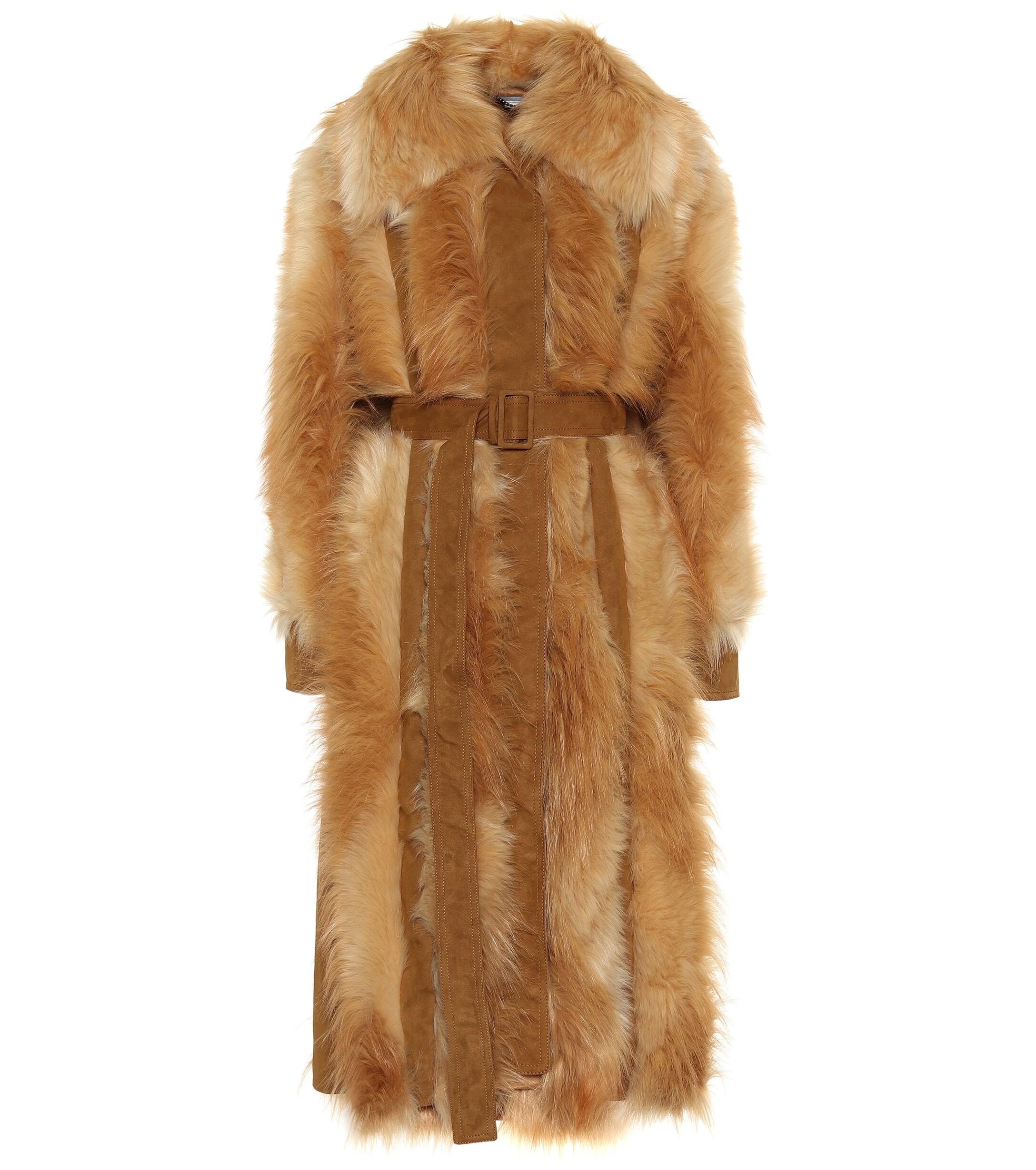 Stella McCartney Faux Fur Coat in Brown - Lyst