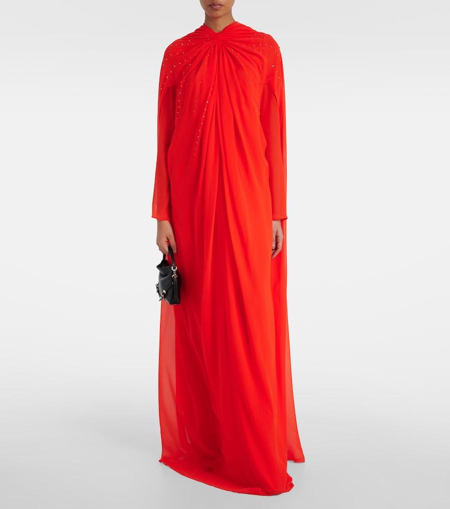 givenchy red cape dress Givenchy - Sliced Mini Dress In Satin With Cape - Red - Silk - Women