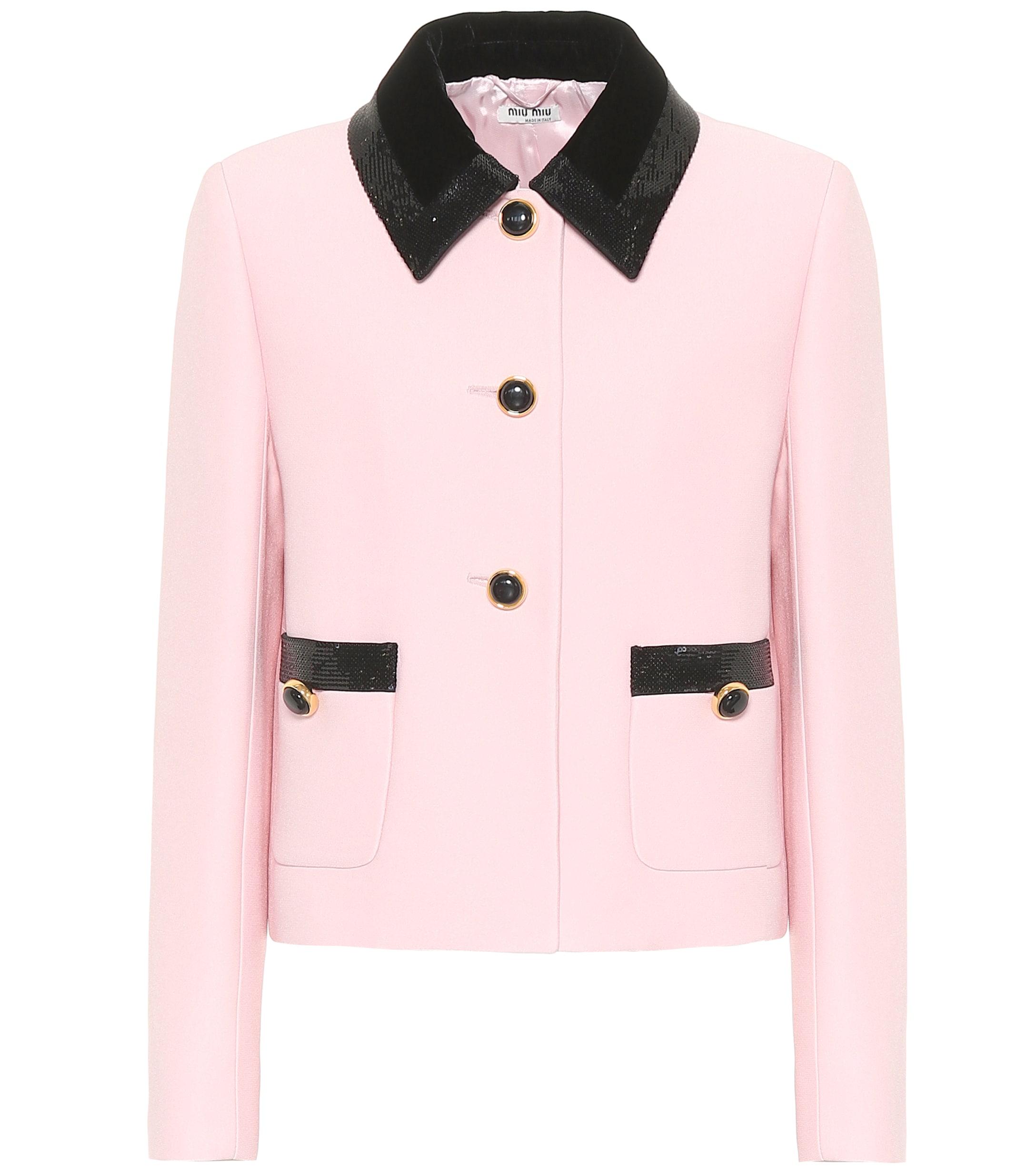 Miu Miu Crêpe Jacket in Pink - Lyst