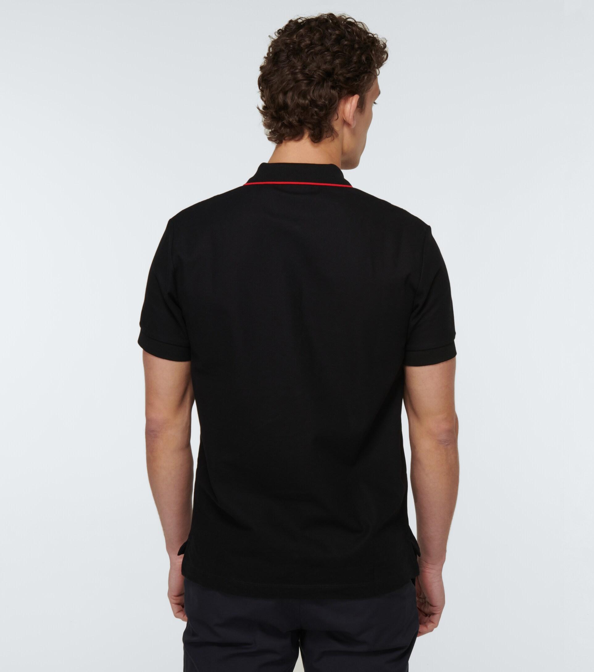 Burberry Black Icon Stripe Placket Piqué Polo Shirt for men