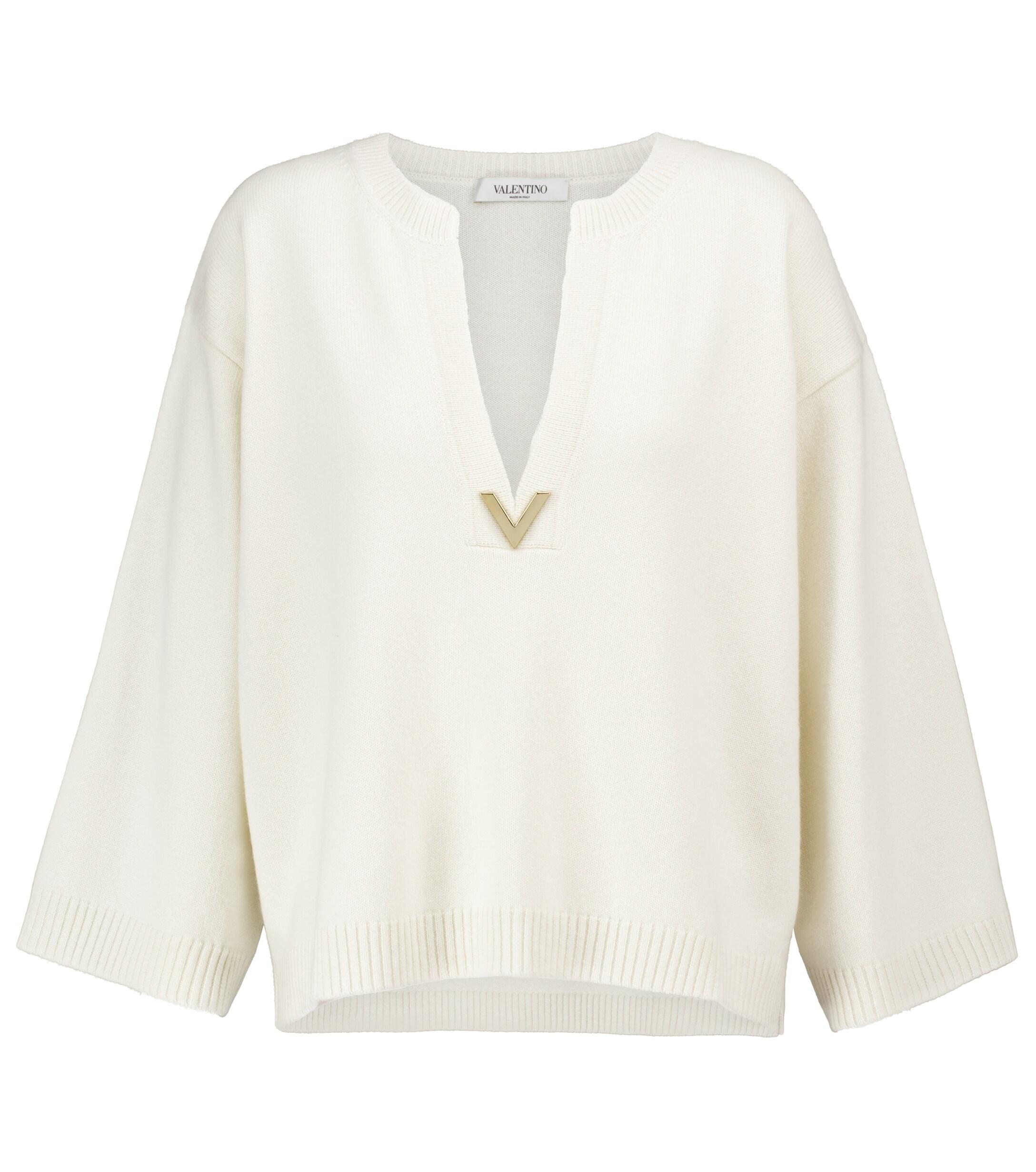 Valentino Cashmere Sweater in White - Lyst