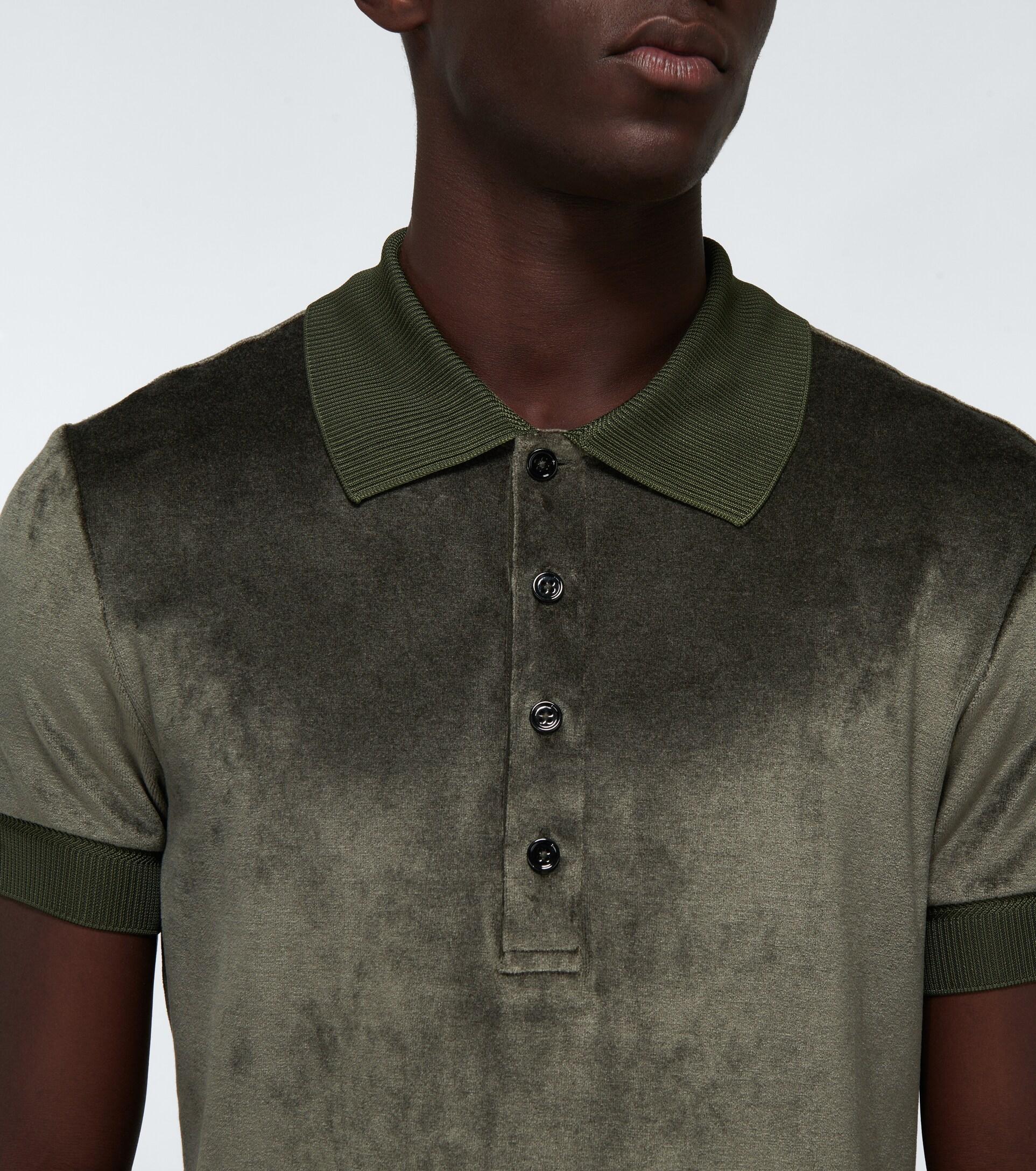 Tom Ford Velour Polo Shirt in Green for Men | Lyst