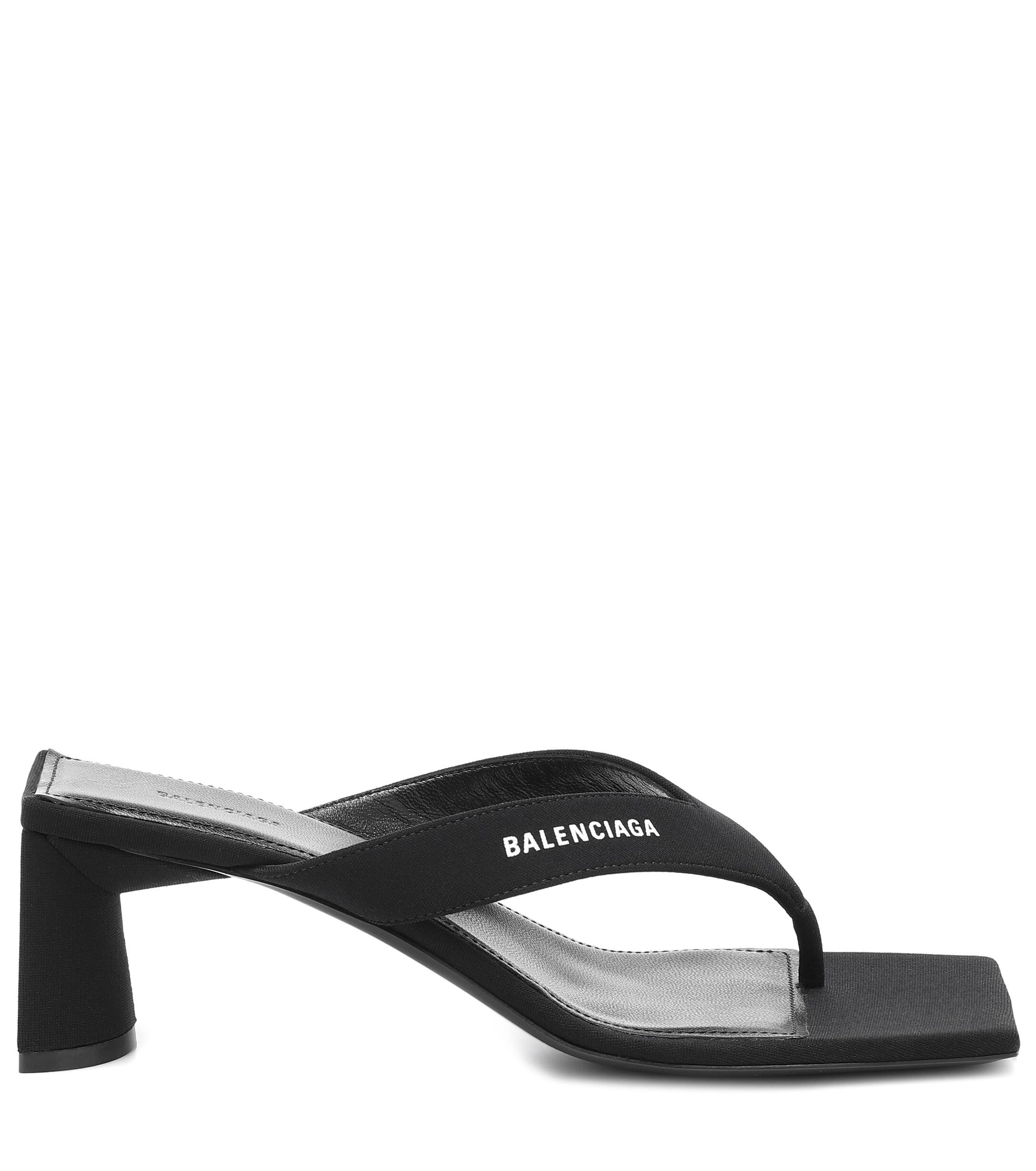 Balenciaga Double Square Thong Sandals in Black | Lyst