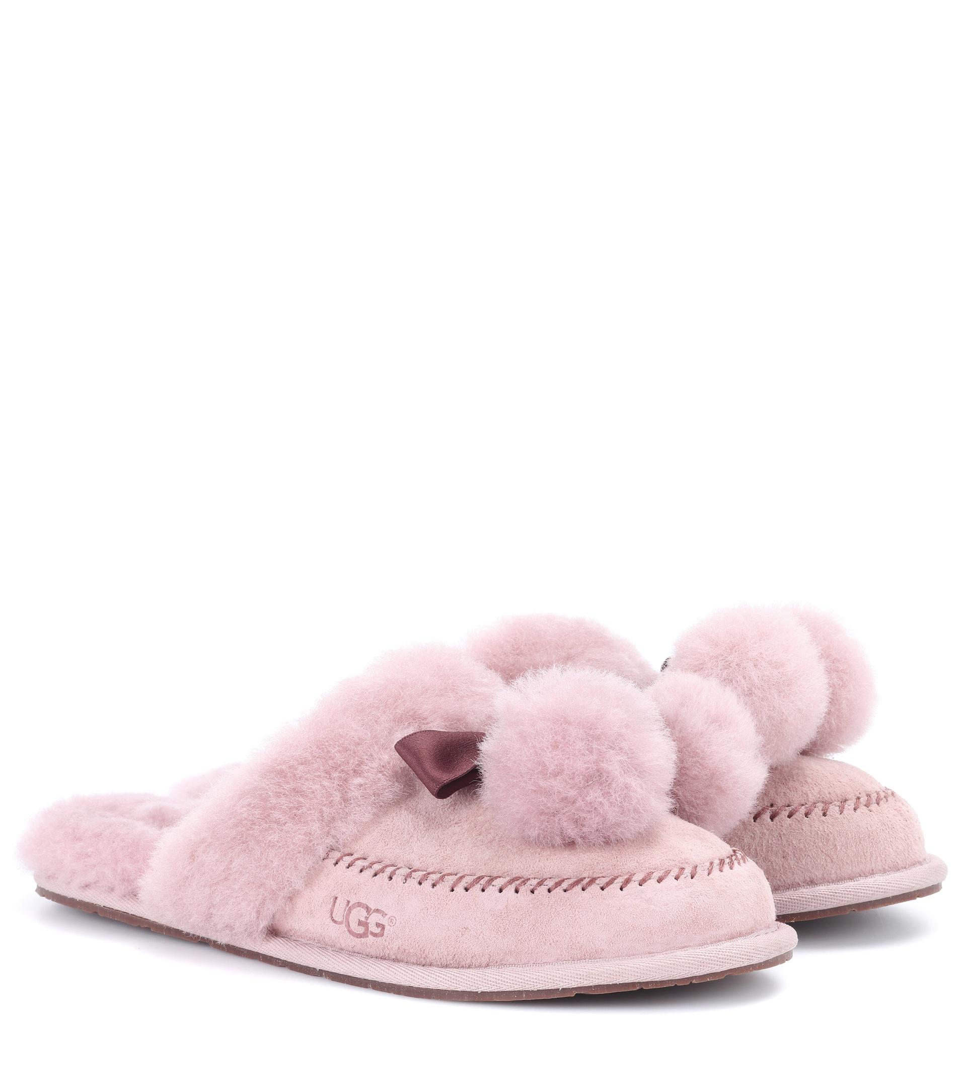 ugg pink pom pom slippers