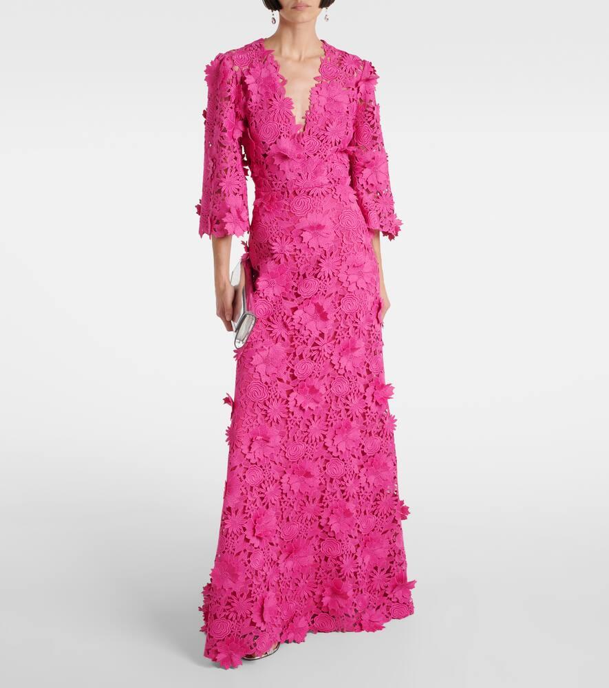 Monique Lhuillier Bell-Sleeved Gown in Pink | Lyst