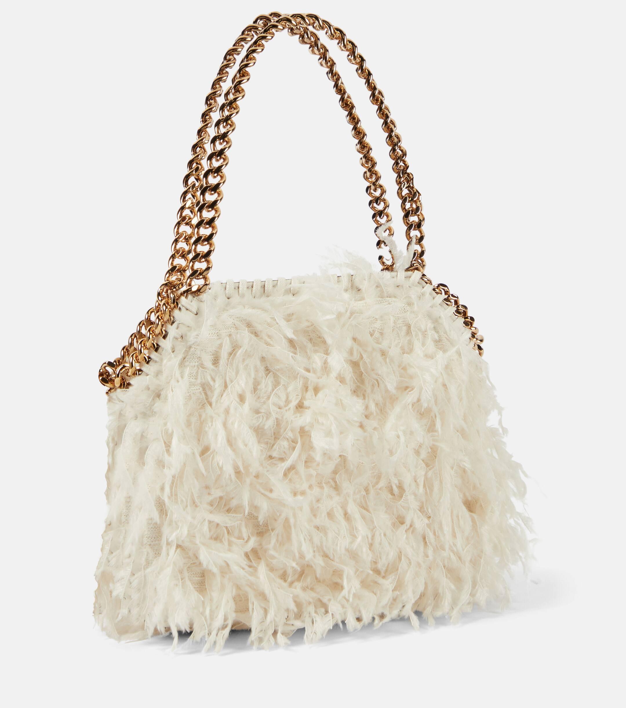 Stella McCartney Falabella Mini Faux Feather Shoulder Bag in Natural Lyst UK
