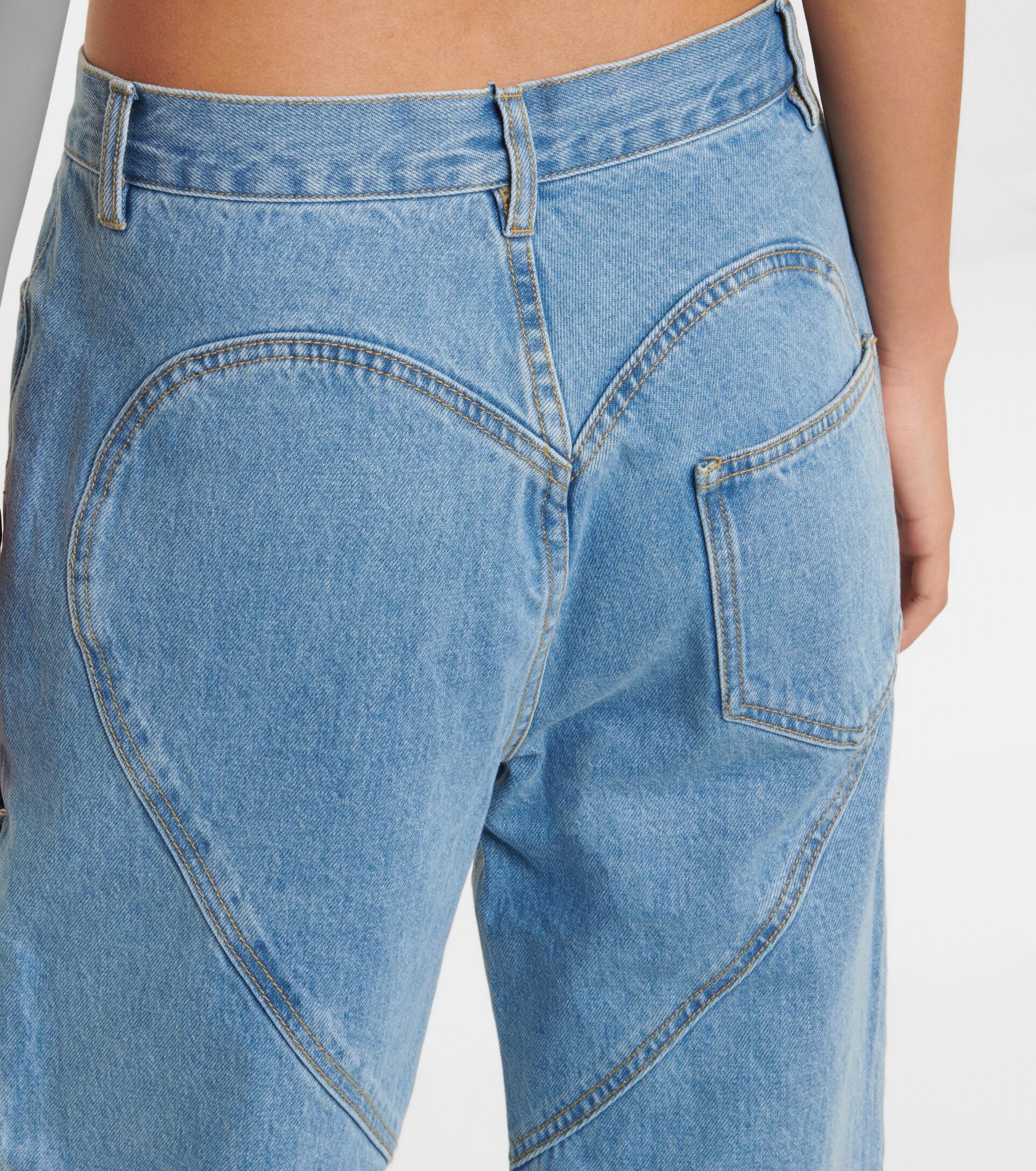 Kort leven scheuren Donder Area Embellished Cutout High-rise Wide-leg Jeans in Blue | Lyst