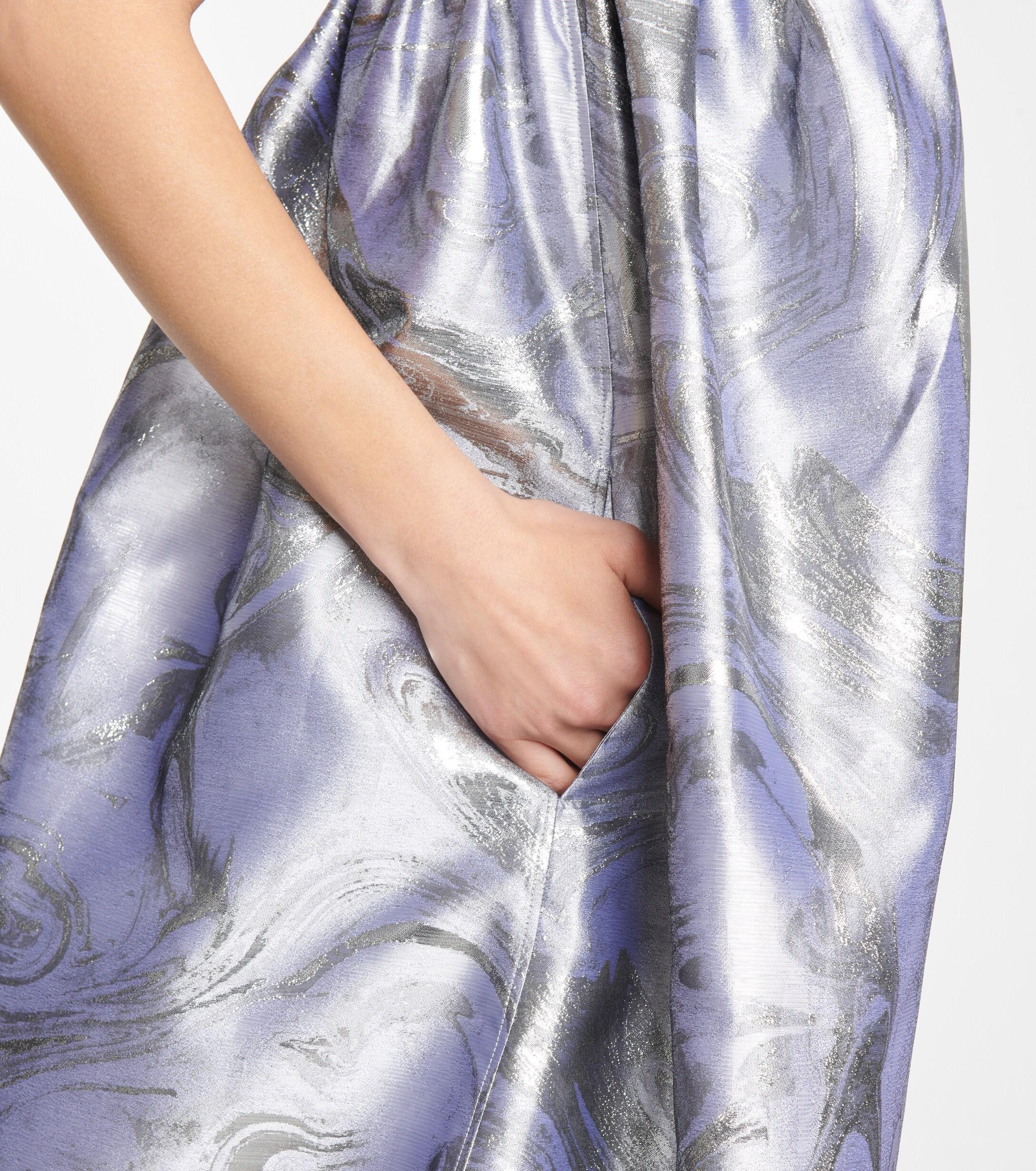 Ganni Jacquard Midi Dress in Metallic | Lyst