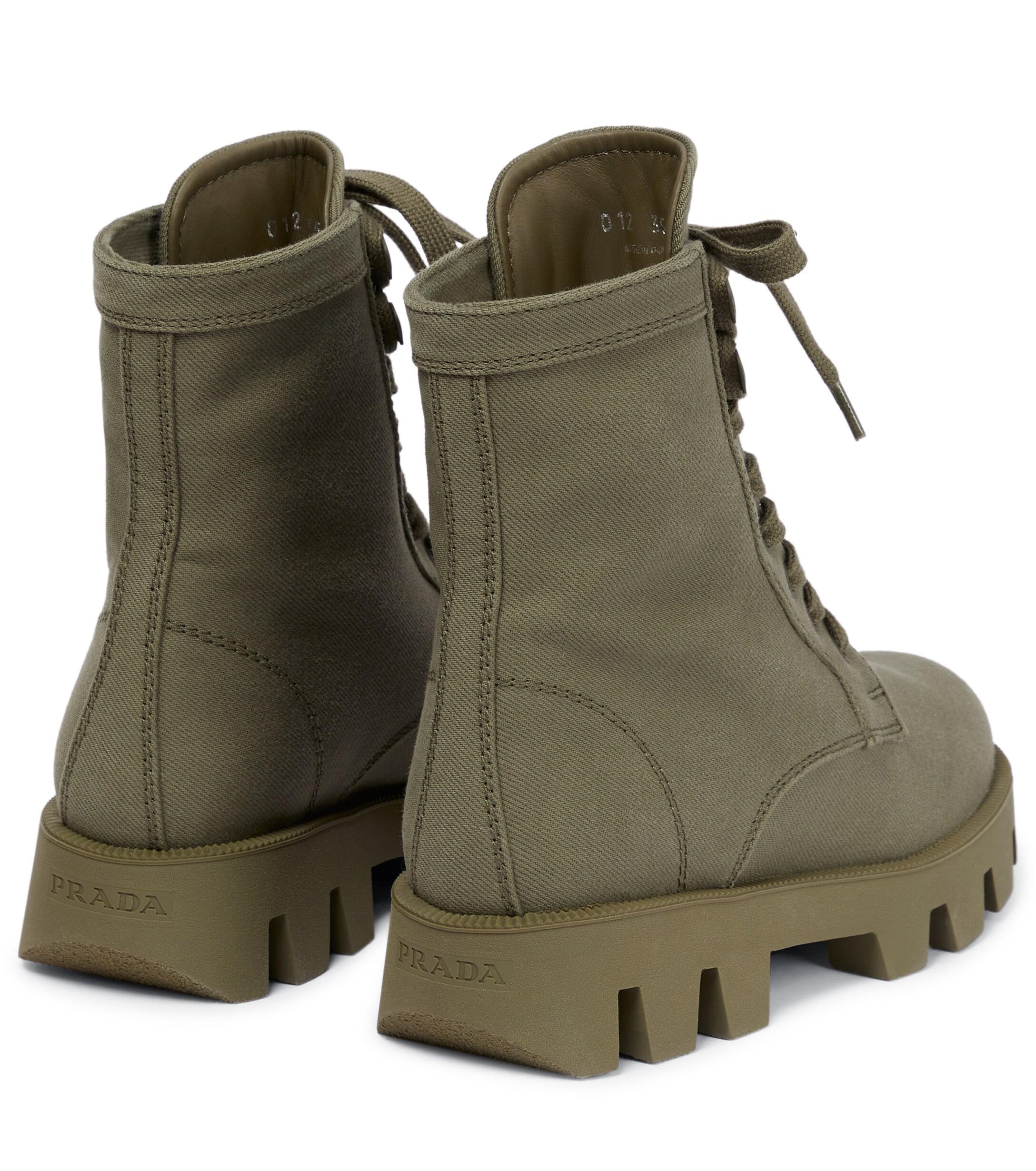 prada canvas combat boots