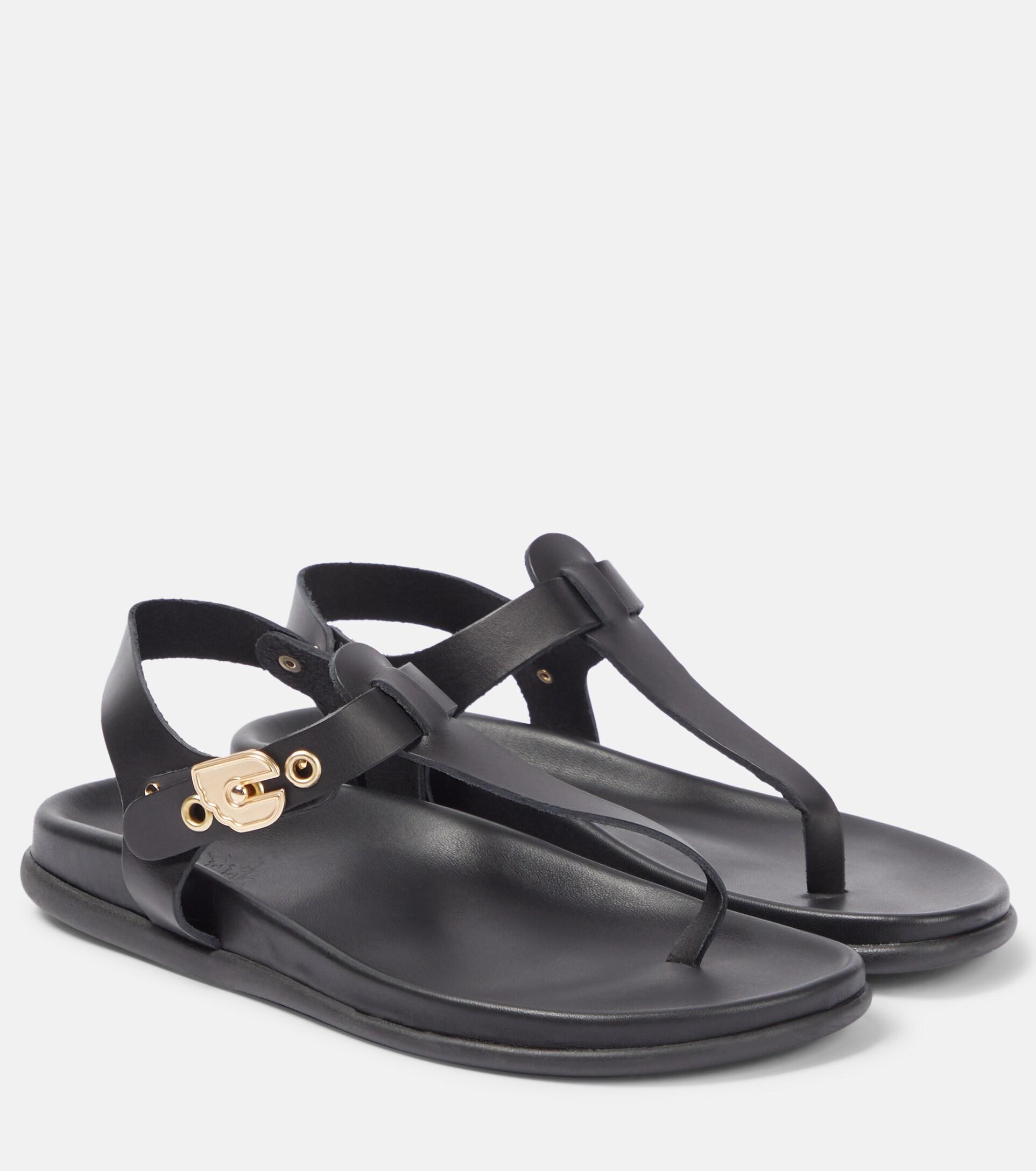 Ancient Greek Sandals Alki Leather Thong Sandals in Black | Lyst