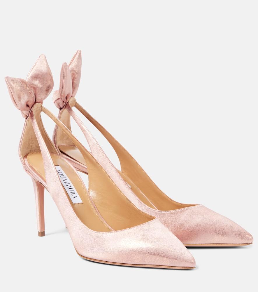 Aquazzura Bow Tie 85 Aquazzura Bow Tie 85 Metallic Pumps In Pink Lyst