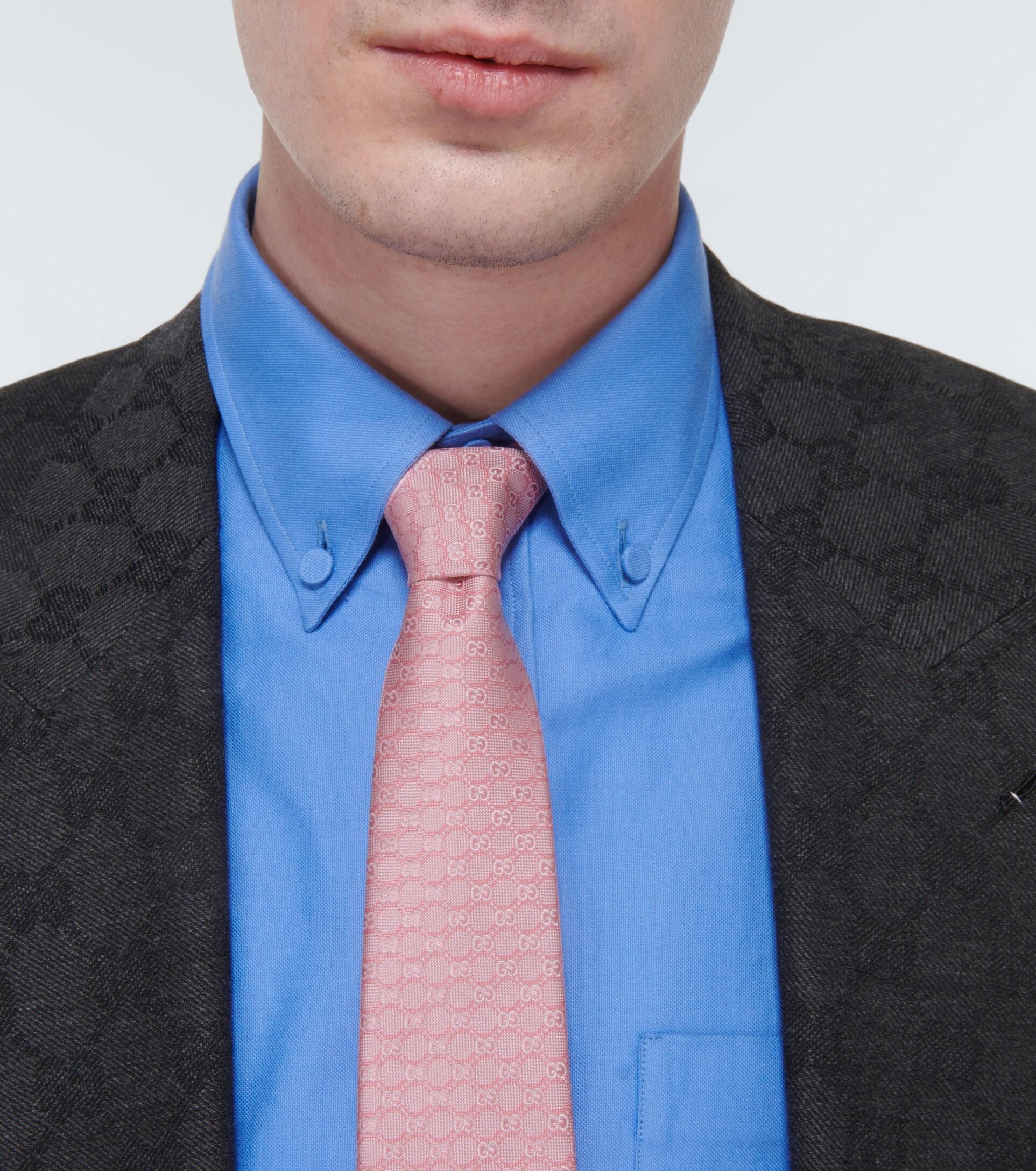 Gucci GG Jacquard Silk Tie in Pink for Men | Lyst