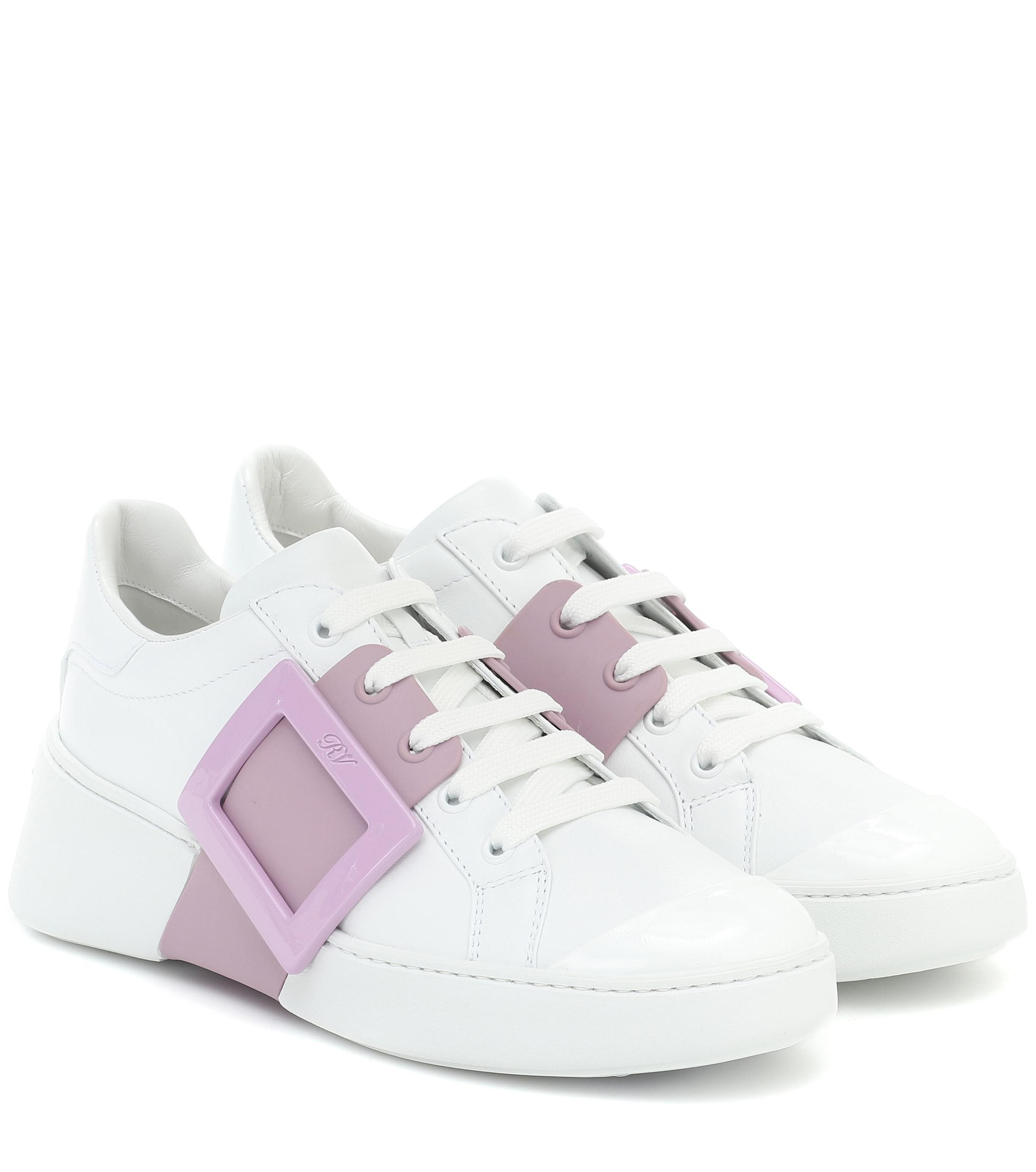 Roger Vivier Viv' Skate Leather Sneakers in White - Lyst