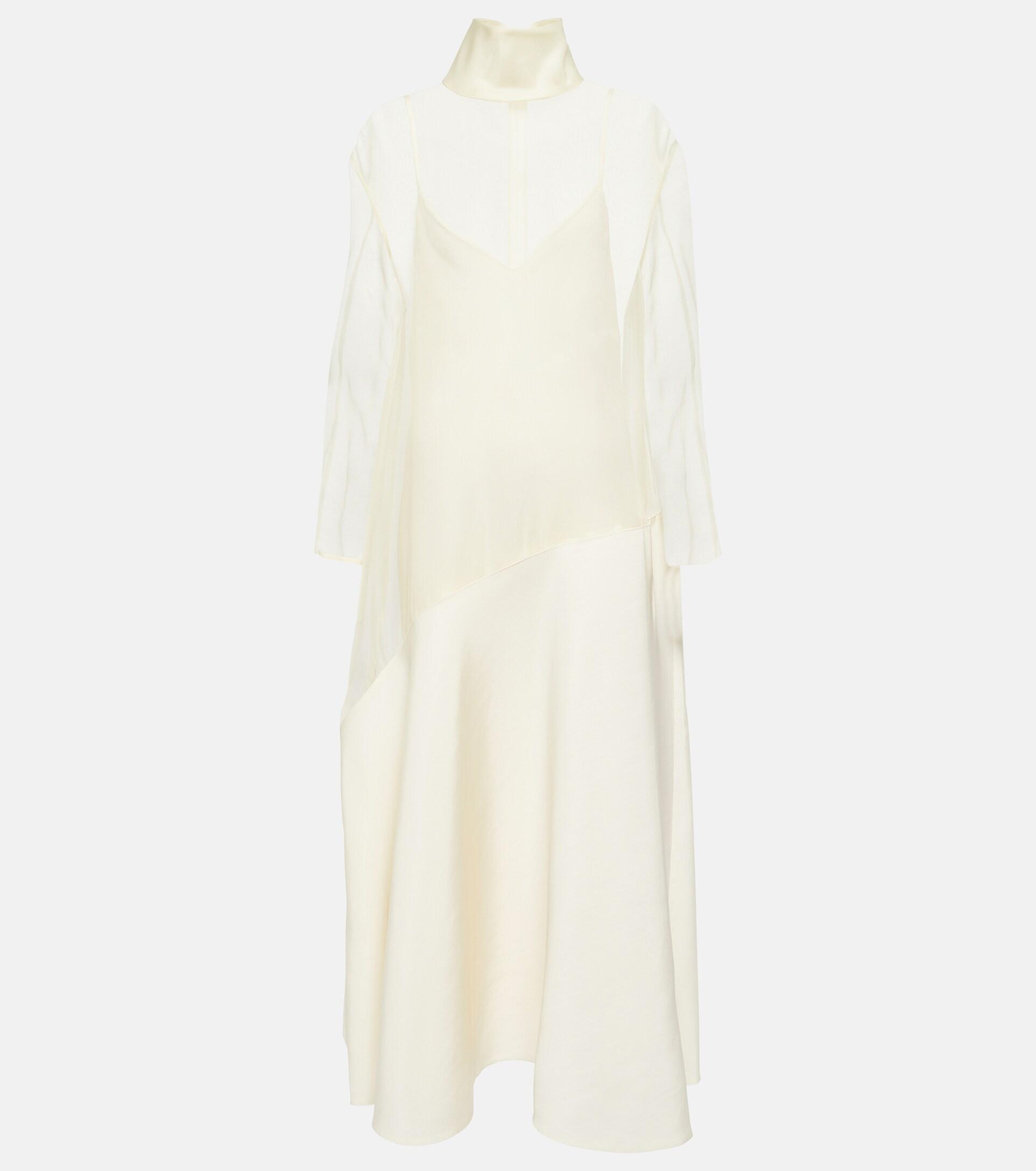 Khaite Bellamy Silk Midi Dress in White | Lyst